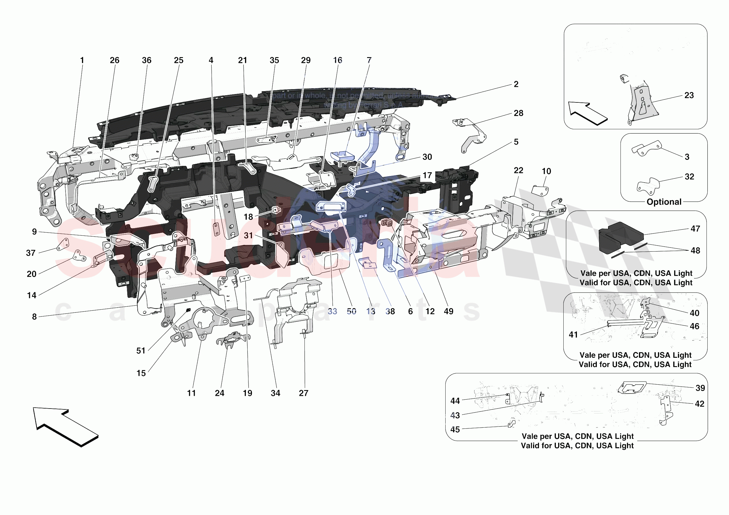 DASHBOARD - SUBSTRUCTURE -NOT FOR RHD- of Ferrari Ferrari 488 Pista Europe