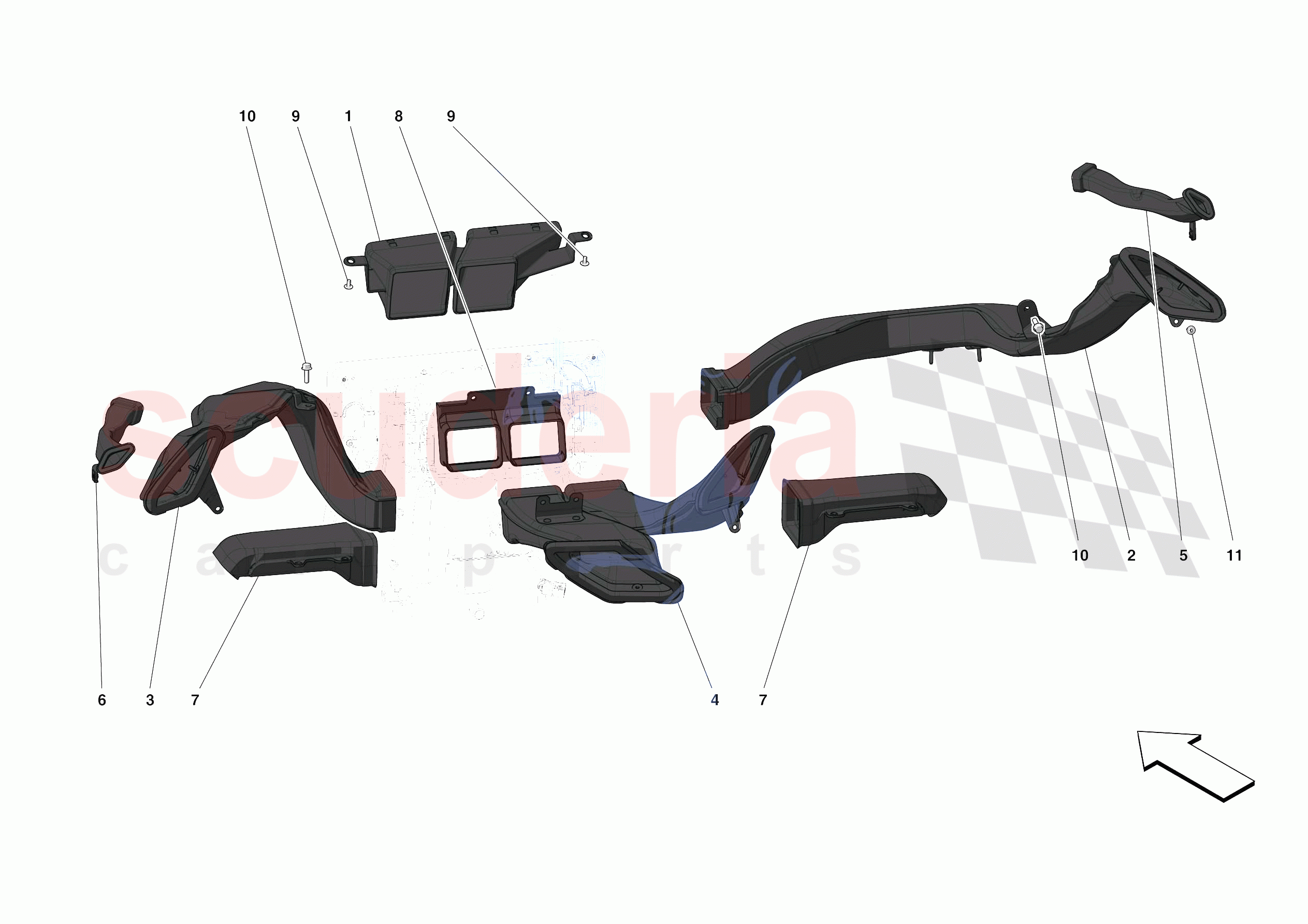 DASHBOARD - DUCTS -APPLICABLE FOR RHD- of Ferrari Ferrari 488 Pista Europe