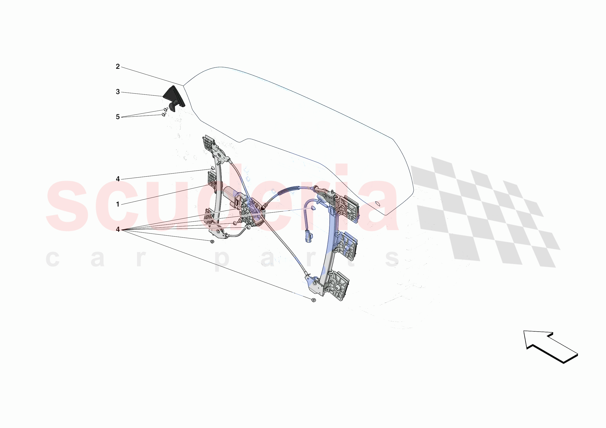 DOORS - WINDOW AND WINDOW LIFTER of Ferrari Ferrari 488 Pista Spider Europe