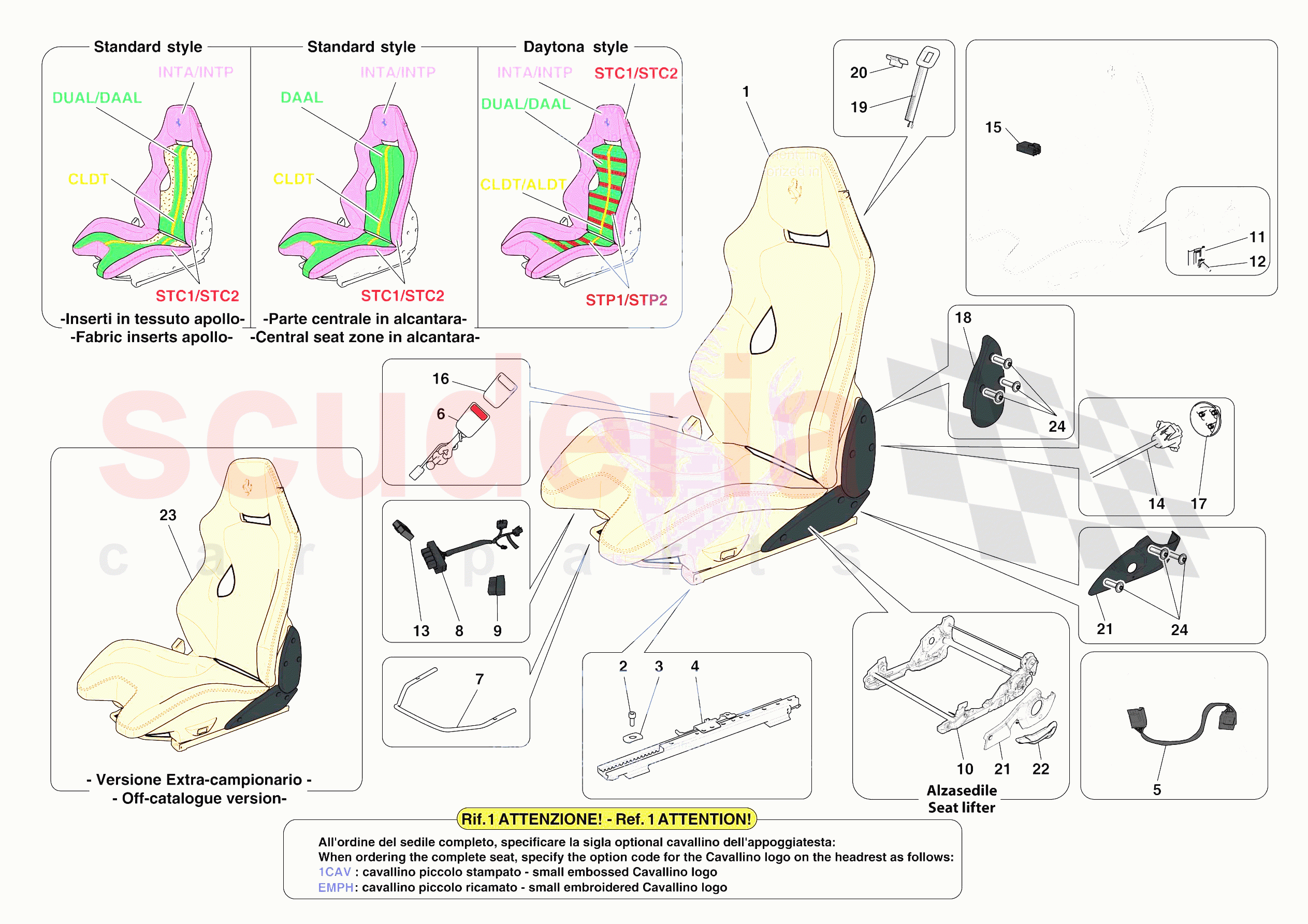 FRONT SEATS - RACING SEAT of Ferrari Ferrari 488 Pista Spider Europe