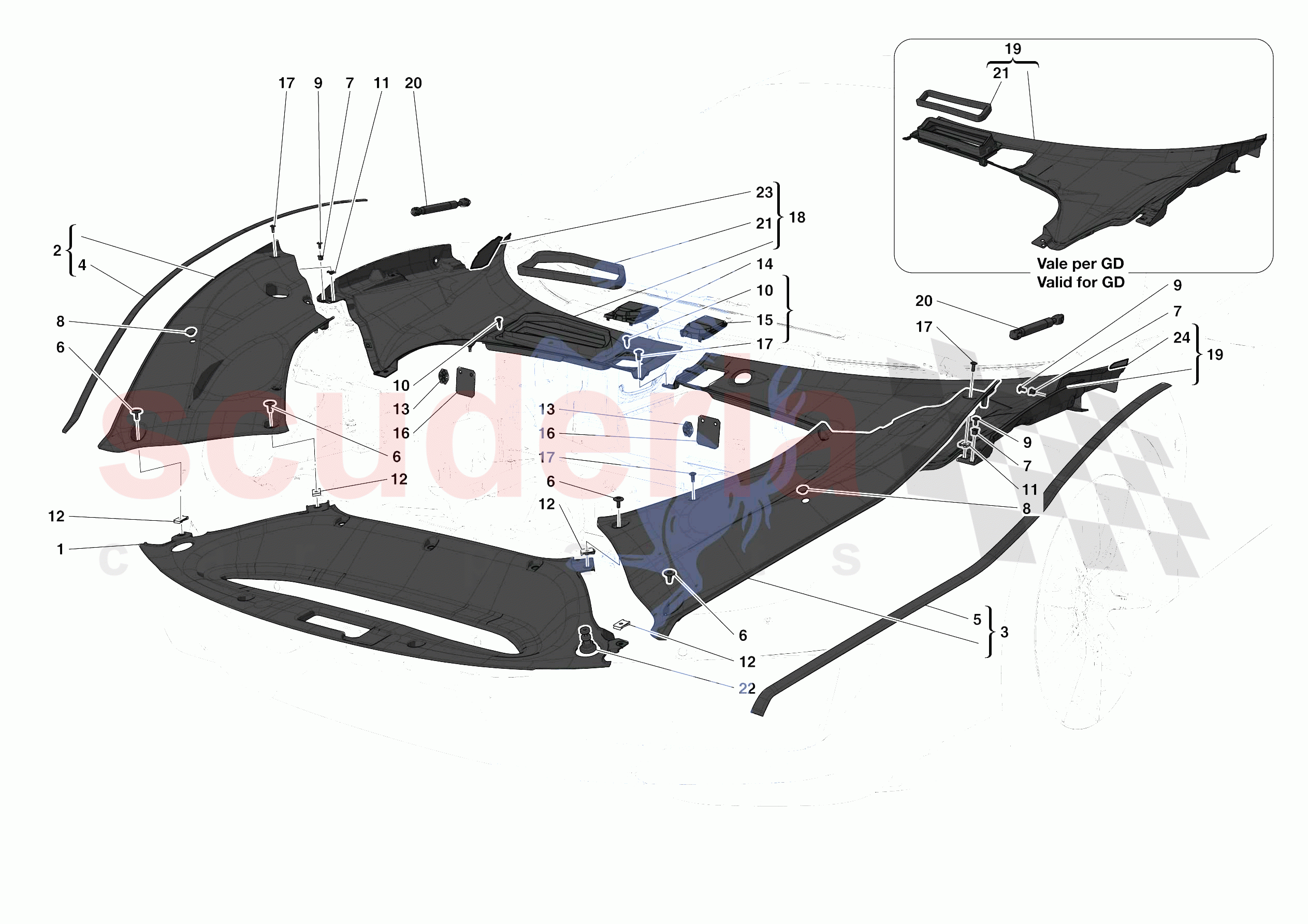 FRONT SUBSTRUCTURE TRIM of Ferrari Ferrari 488 Pista Spider Europe