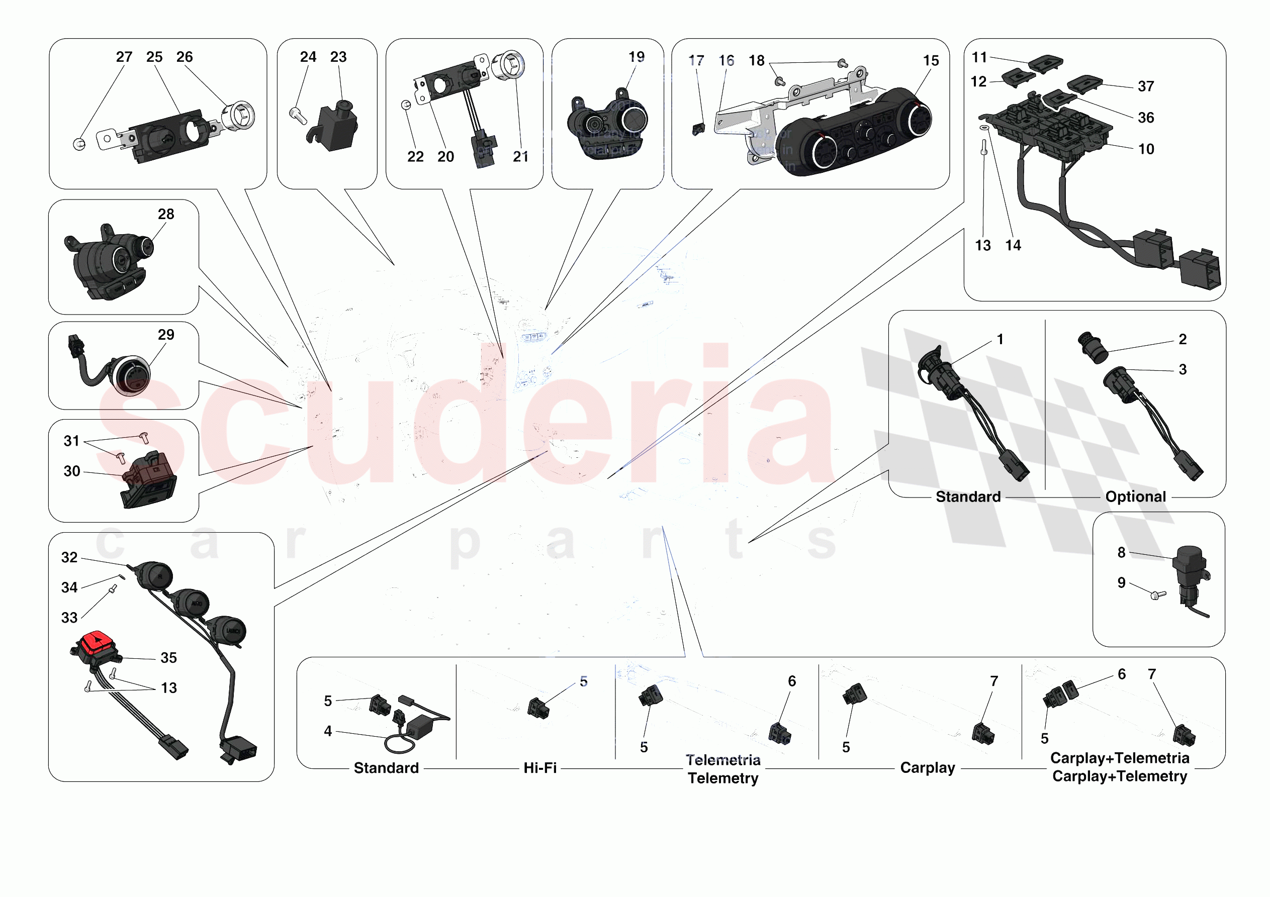 OTHER ELECTRICAL CONTROLS of Ferrari Ferrari 488 Pista Spider Europe