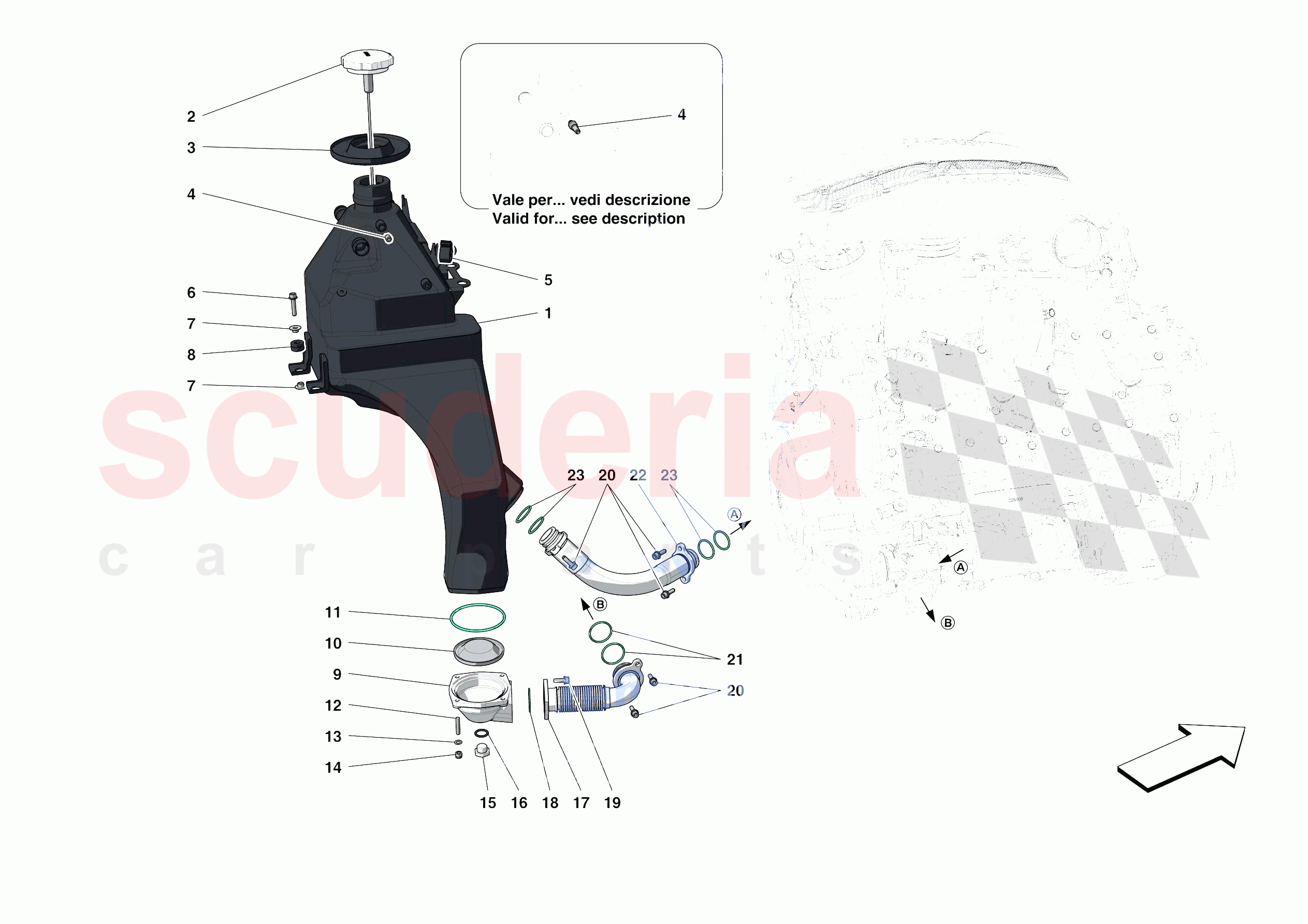 ENGINE OIL RADIATOR AND TANK of Ferrari Ferrari 488 Pista Spider Europe RH