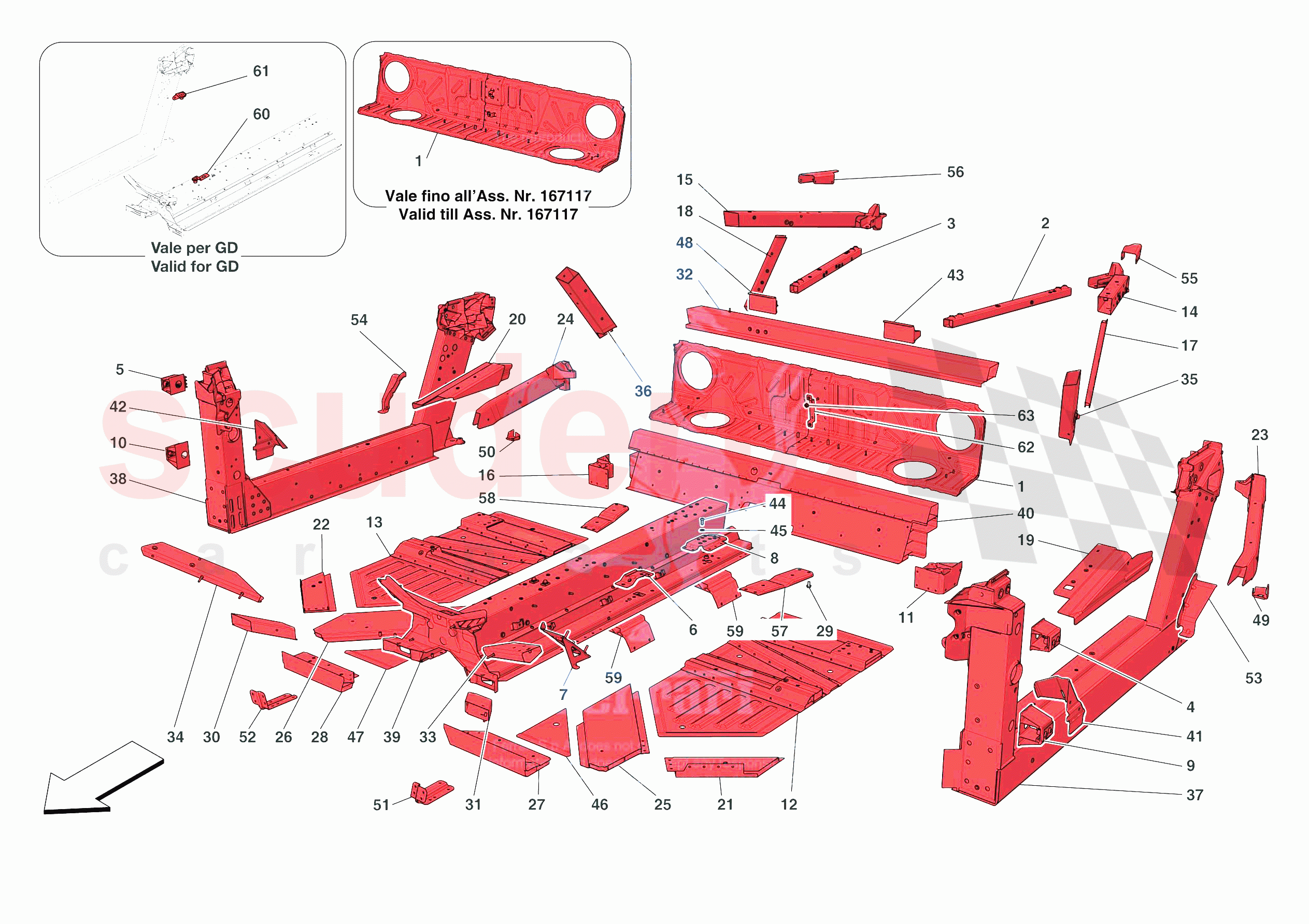 STRUCTURES AND ELEMENTS, CENTRE OF VEHICLE of Ferrari Ferrari 488 Pista Spider Europe RH