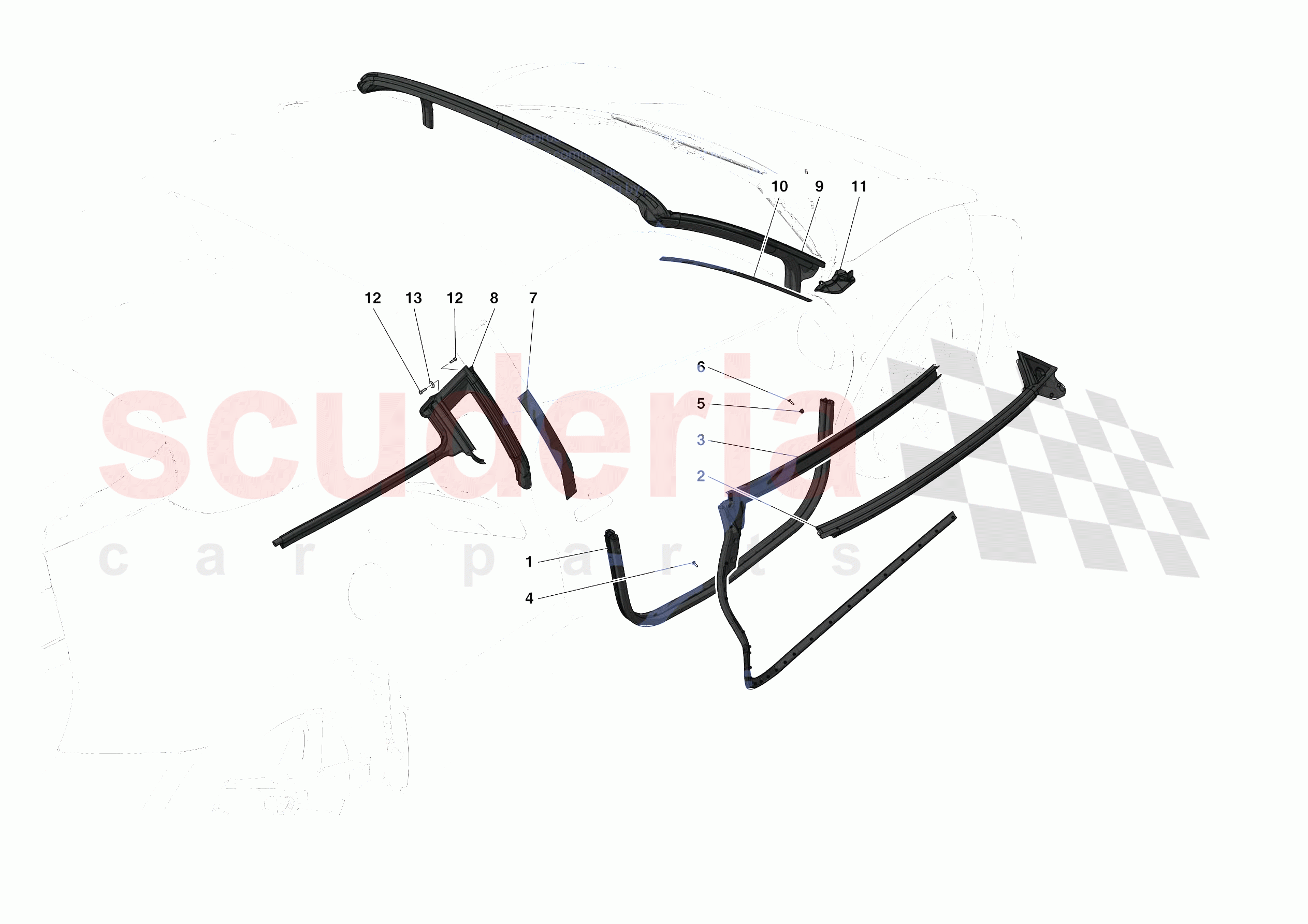 DOOR SEALS of Ferrari Ferrari 488 Pista Spider Europe RH