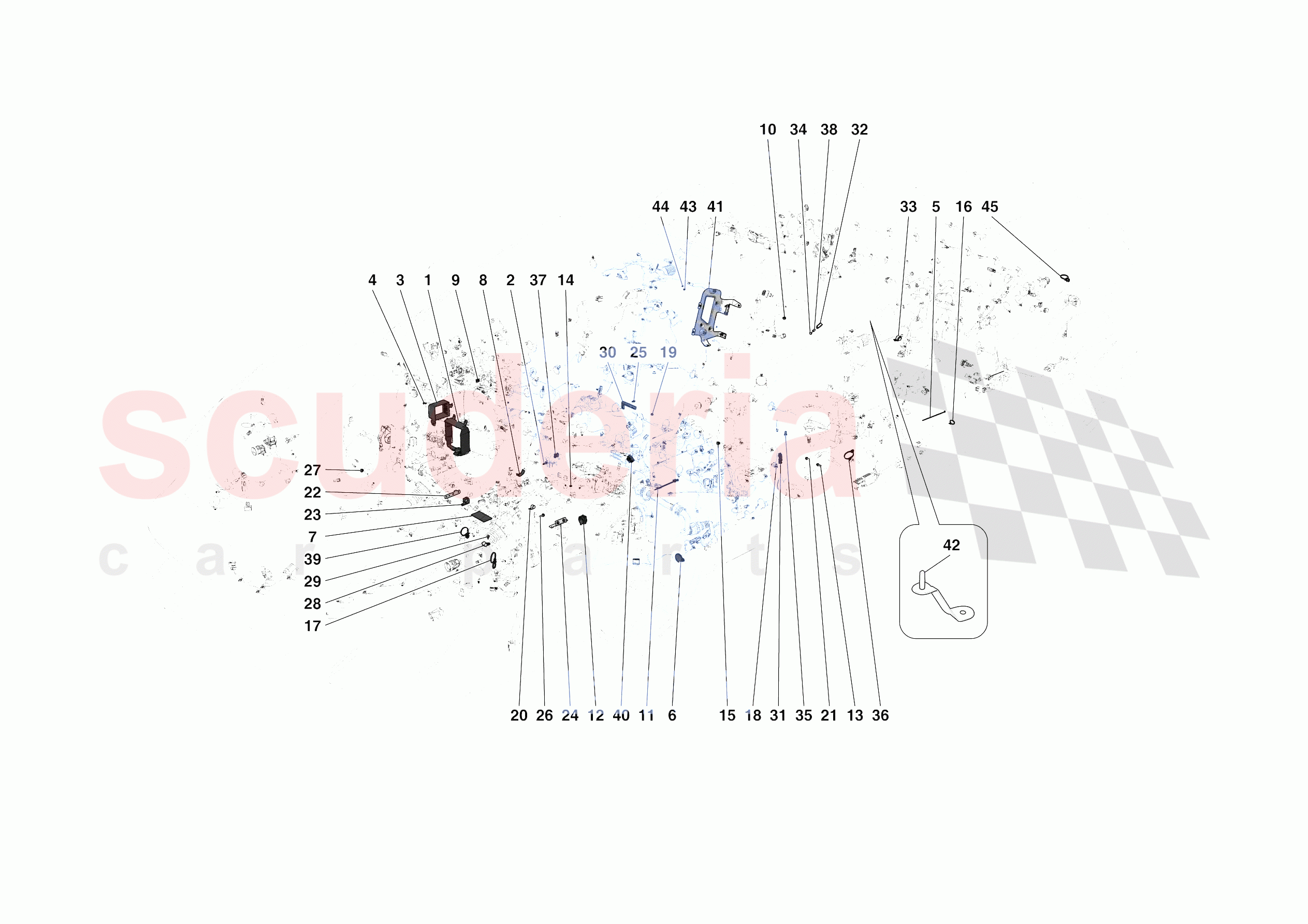 VARIOUS FASTENINGS FOR THE ELECTRICAL SYSTEM of Ferrari Ferrari 488 Pista Spider Europe RH