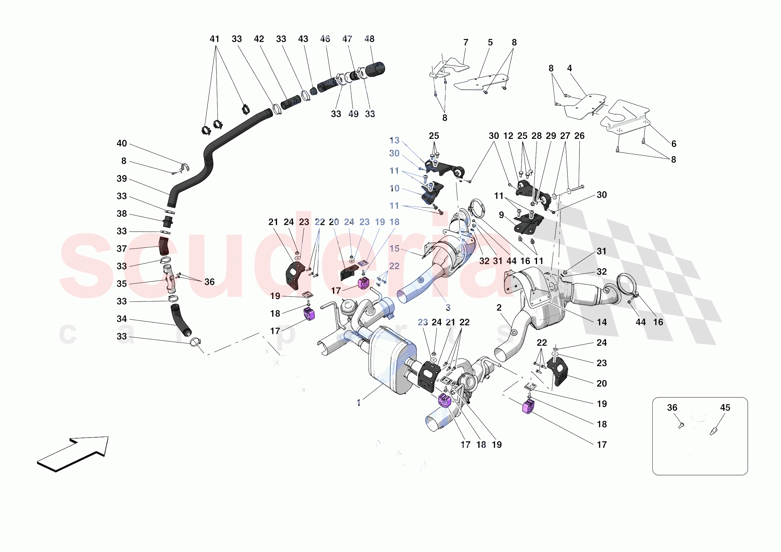 EXHAUST SYSTEM - FRONT SECTION of Ferrari Ferrari 488 Pista Spider USA