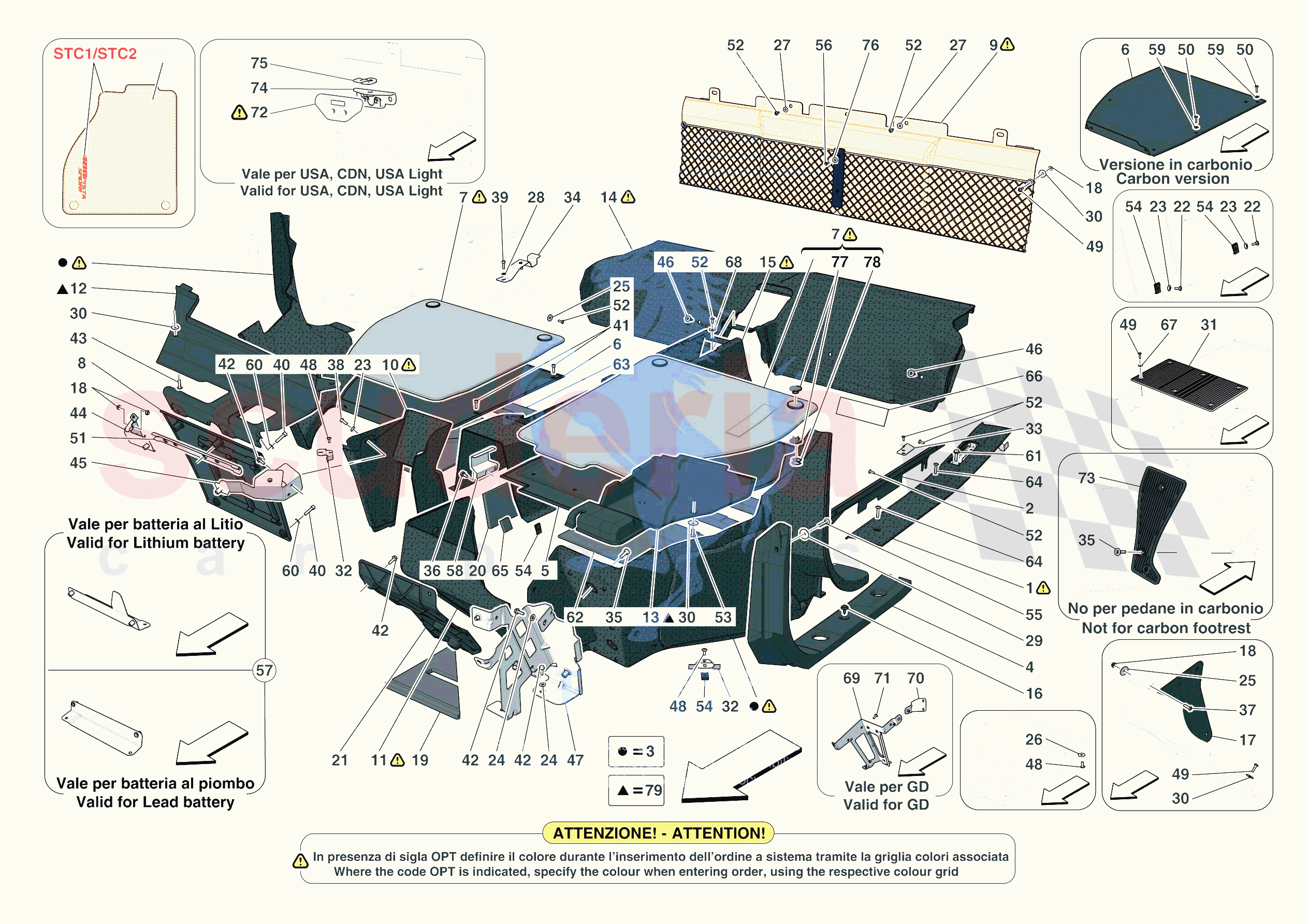 PASSENGER COMPARTMENT MATS of Ferrari Ferrari 488 Pista Spider USA