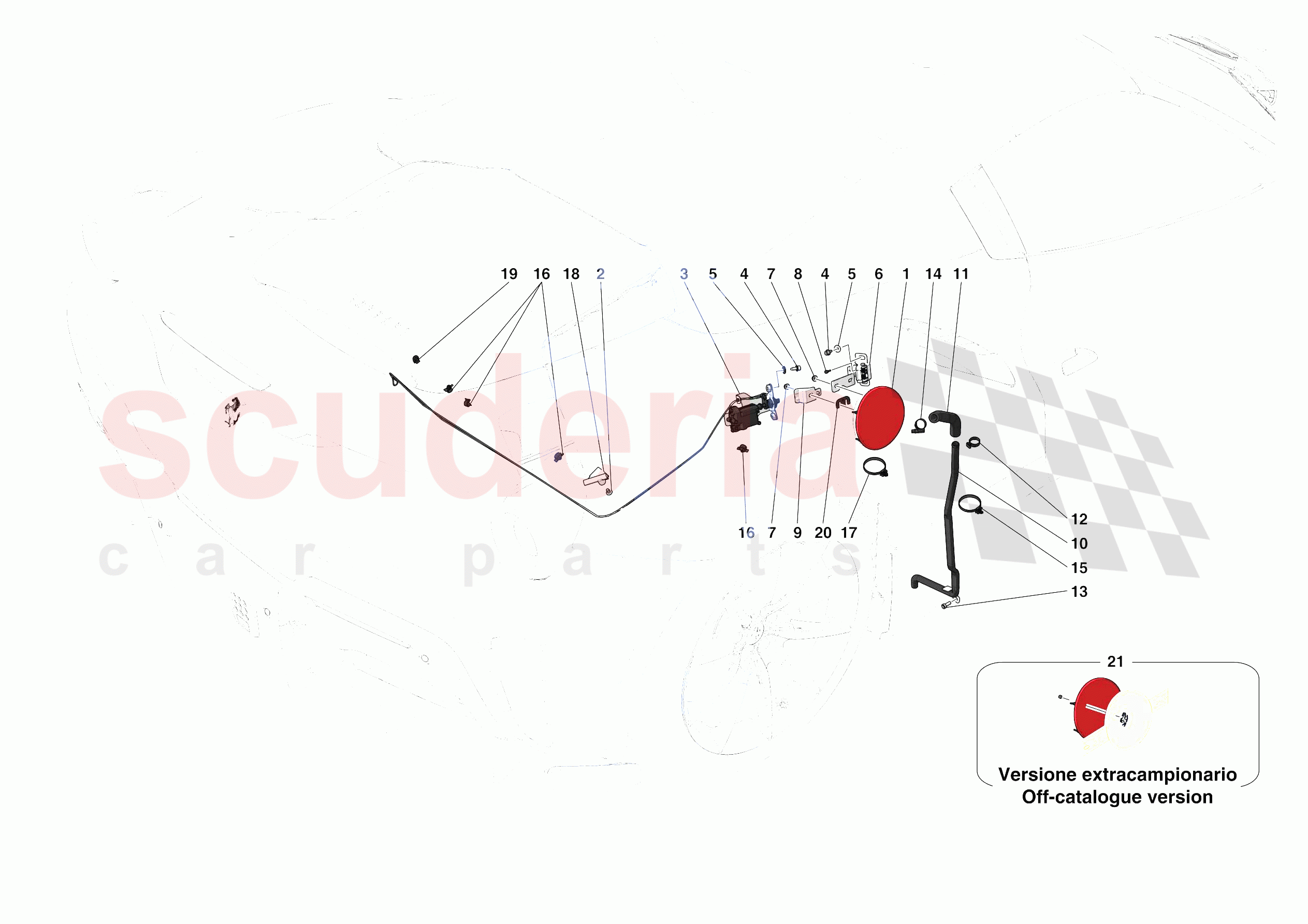 FUEL FILLER SEAT of Ferrari Ferrari 488 Pista Spider USA