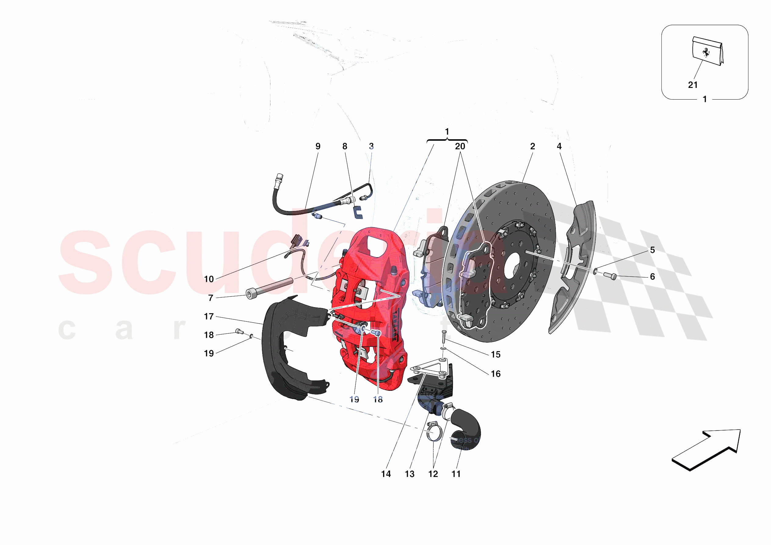 FRONT SUSPENSION - CALIPERS AND DISCS of Ferrari Ferrari 488 Pista USA