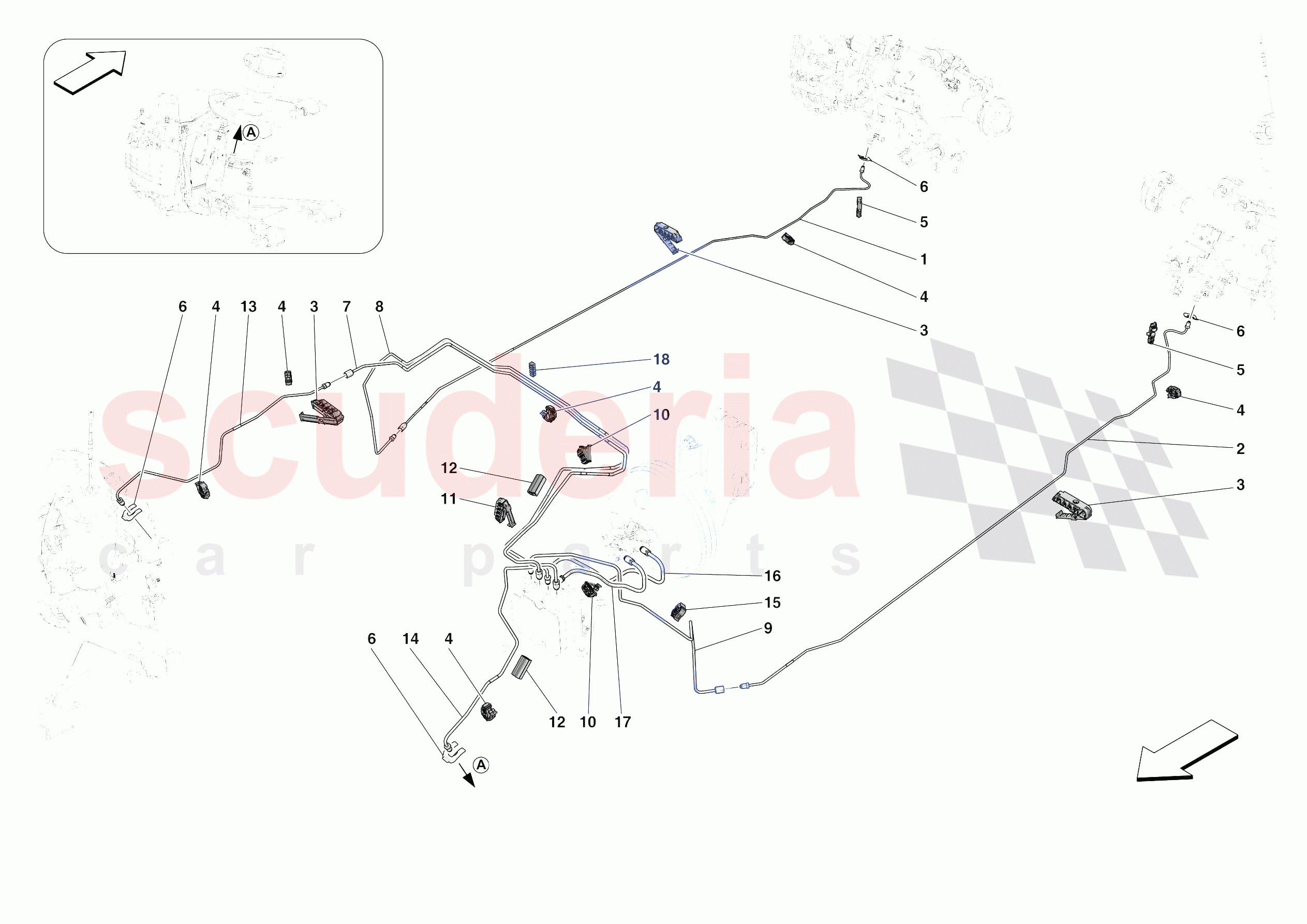 HYDRAULIC BRAKE CONTROL PIPES -NOT FOR RHD- of Ferrari Ferrari 812 Competizione A USA