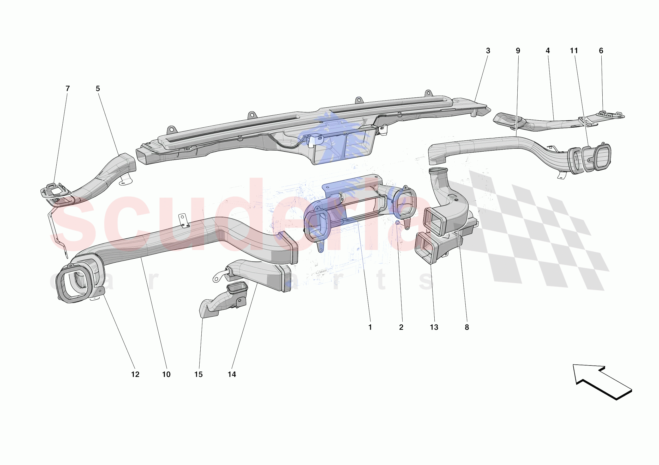 DASHBOARD - DUCTS -APPLICABLE FOR RHD- of Ferrari Ferrari 812 Competizione A USA