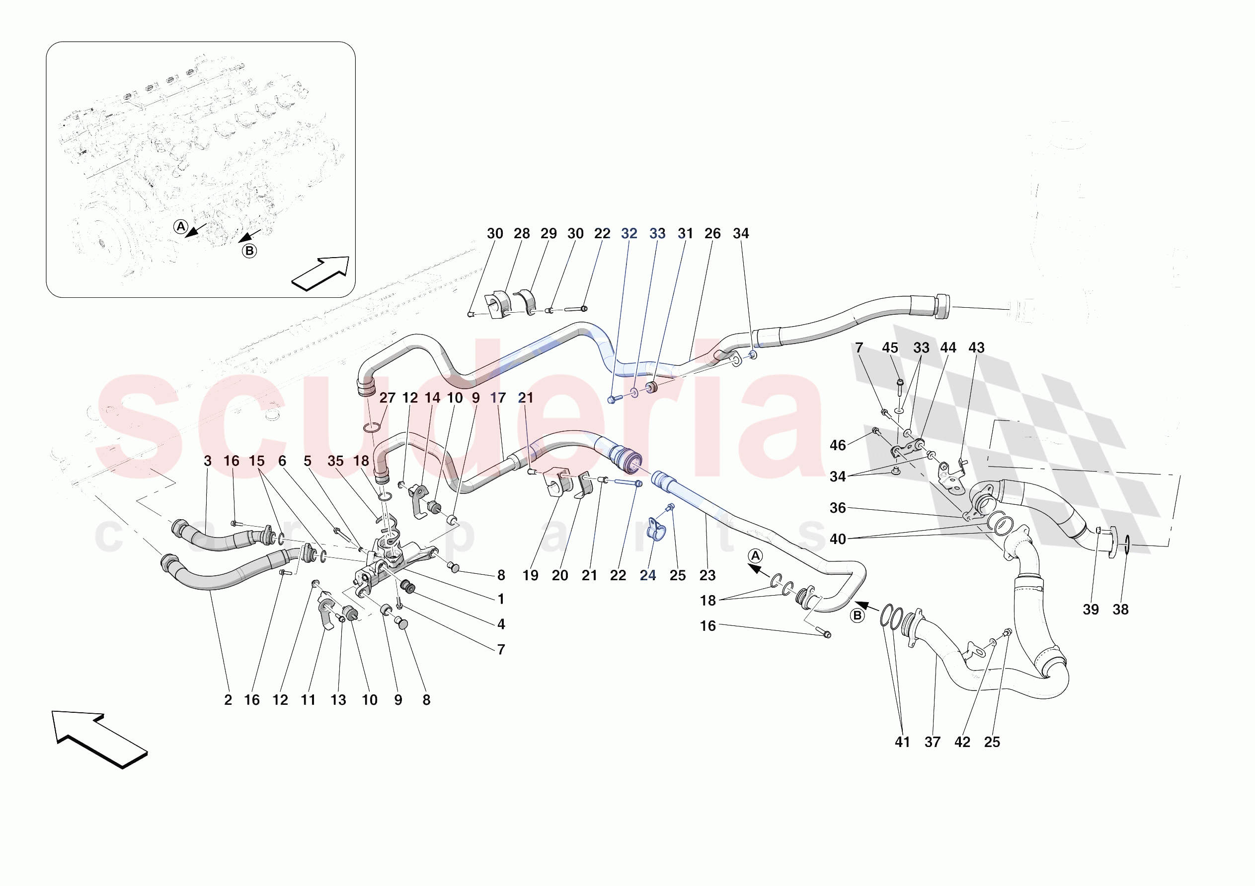OIL PIPES AND ENGINE OIL LEVEL SENSOR of Ferrari Ferrari 812 Competizione Europe RH