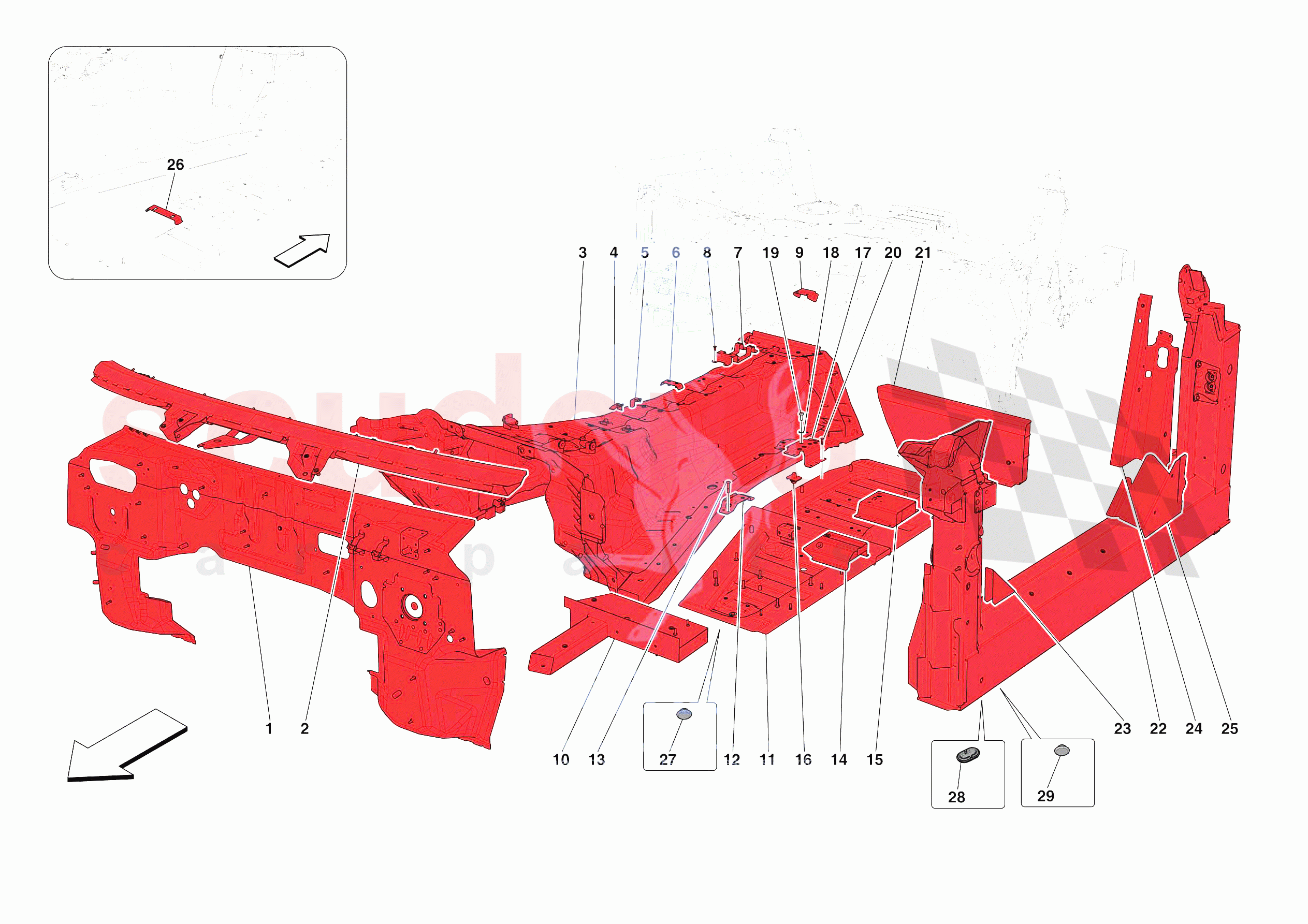 STRUCTURES AND ELEMENTS, CENTRE OF VEHICLE of Ferrari Ferrari 812 Competizione Europe RH