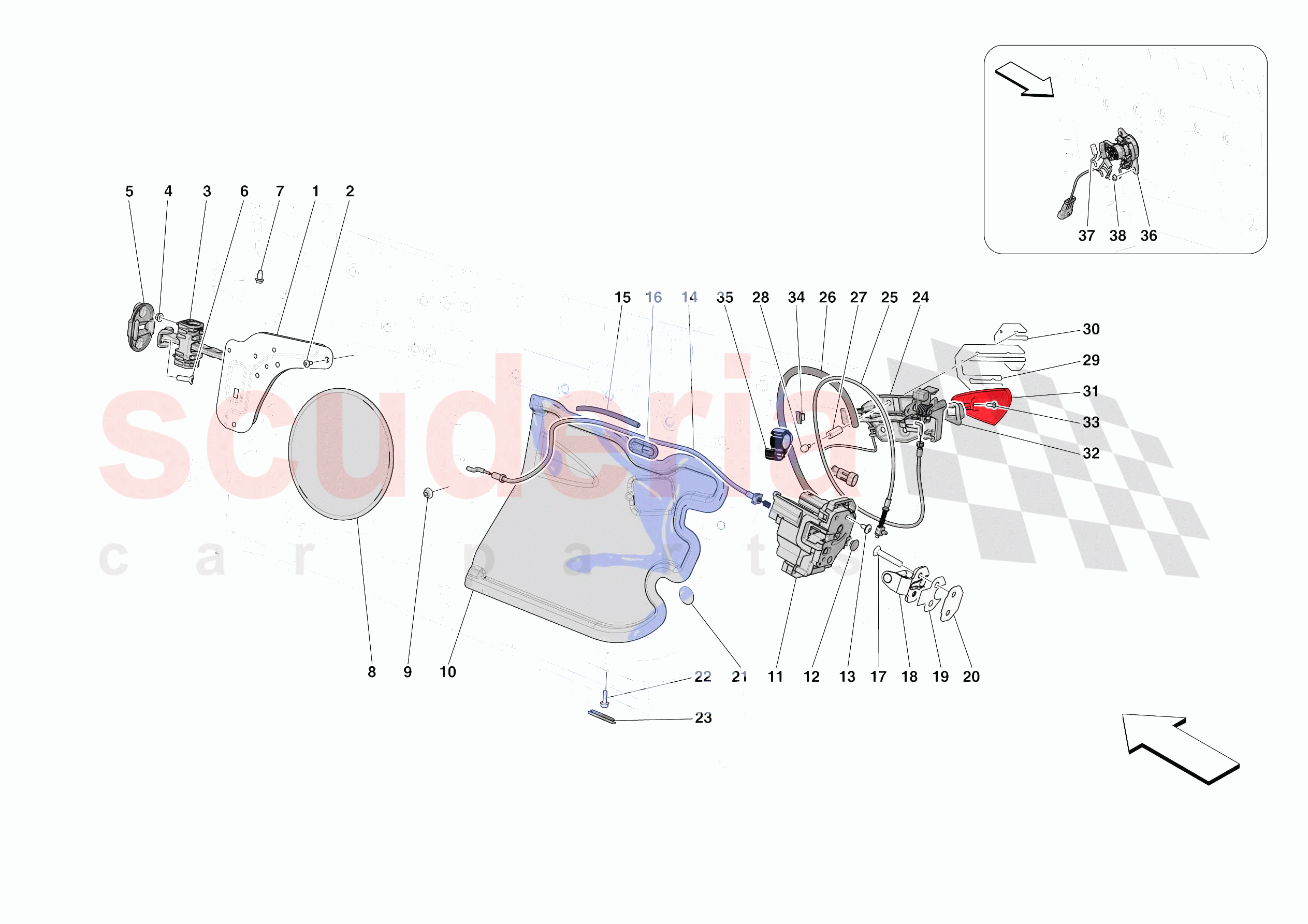 DOORS - OPENING MECHANISMS AND HINGES of Ferrari Ferrari 812 Competizione Europe RH