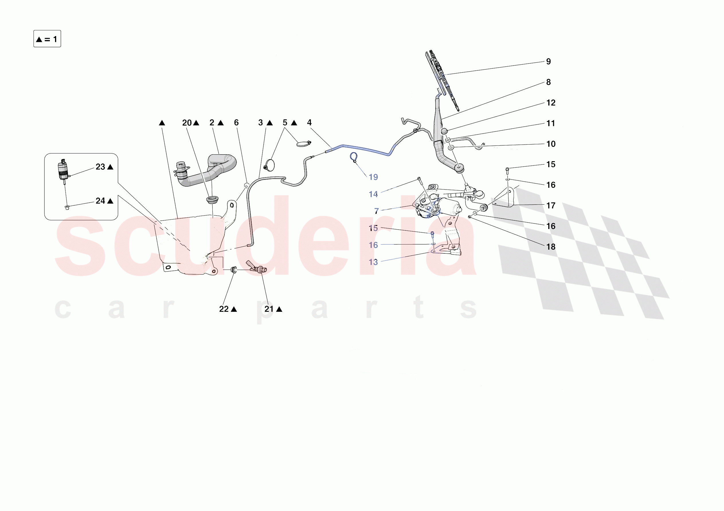 WIPERS AND HEADLAMP WASHERS of Ferrari Ferrari Daytona SP3 Europe