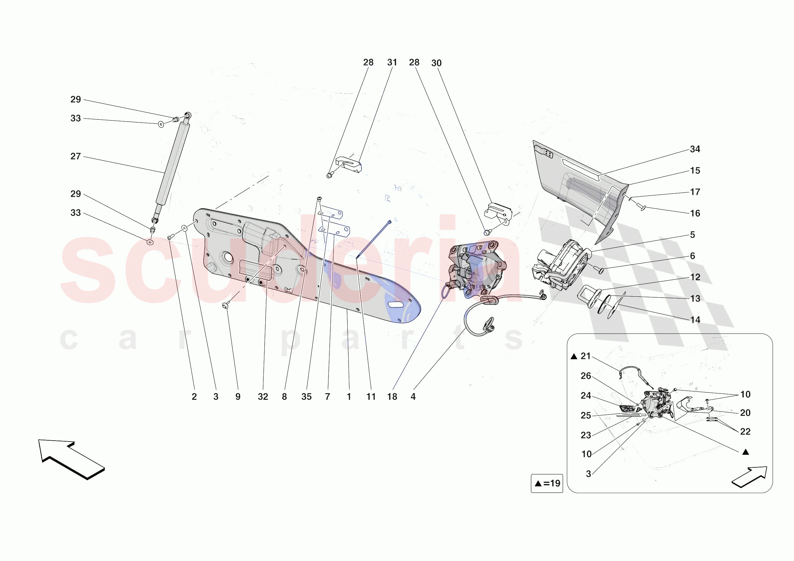 DOORS - OPENING MECHANISMS AND HINGES of Ferrari Ferrari Daytona SP3 USA