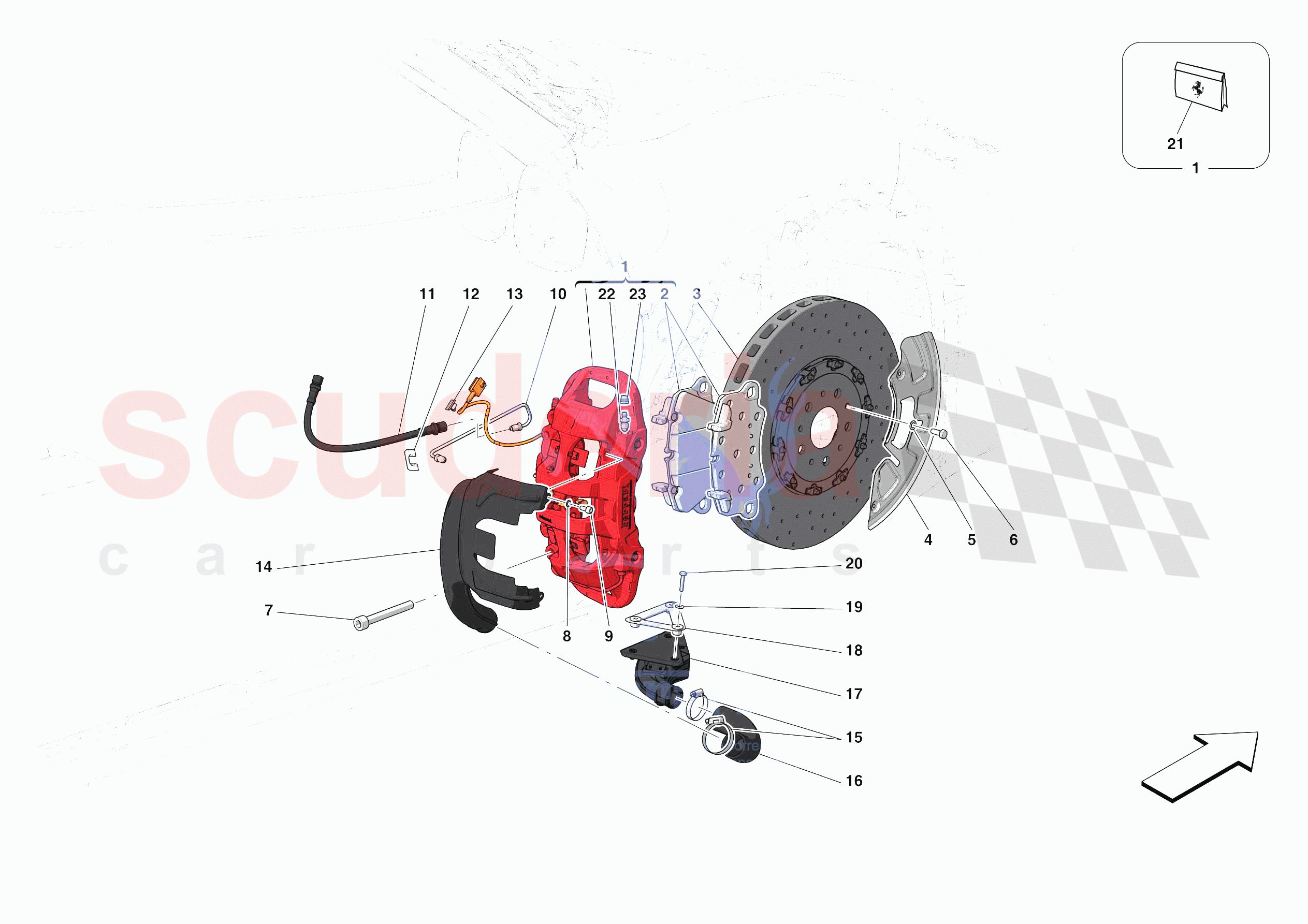 FRONT SUSPENSION - CALLIPERS AND DISCS of Ferrari Ferrari F8 Spider Europe