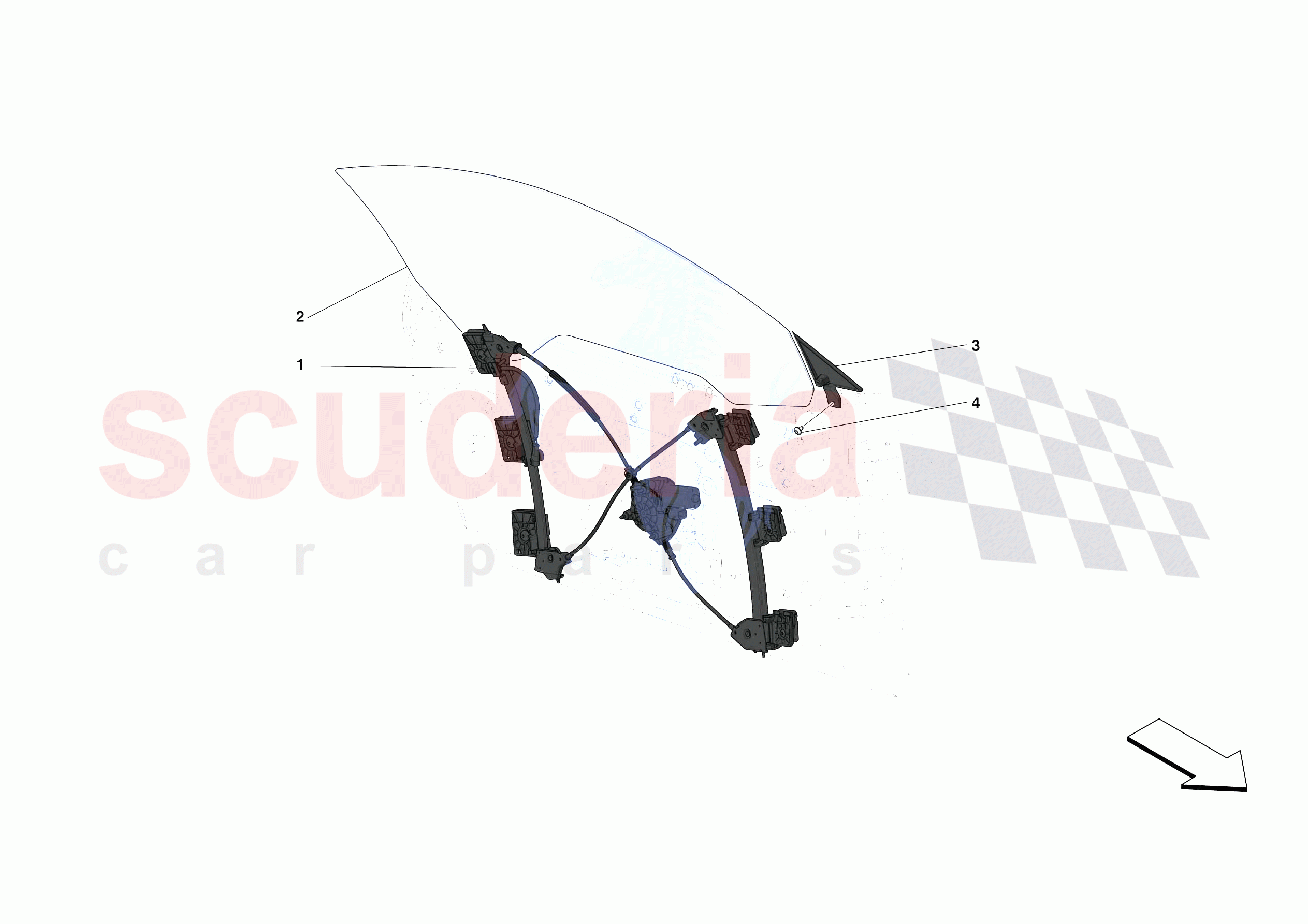 DOORS - WINDOW AND WINDOW LIFTER of Ferrari Ferrari F8 Spider Europe