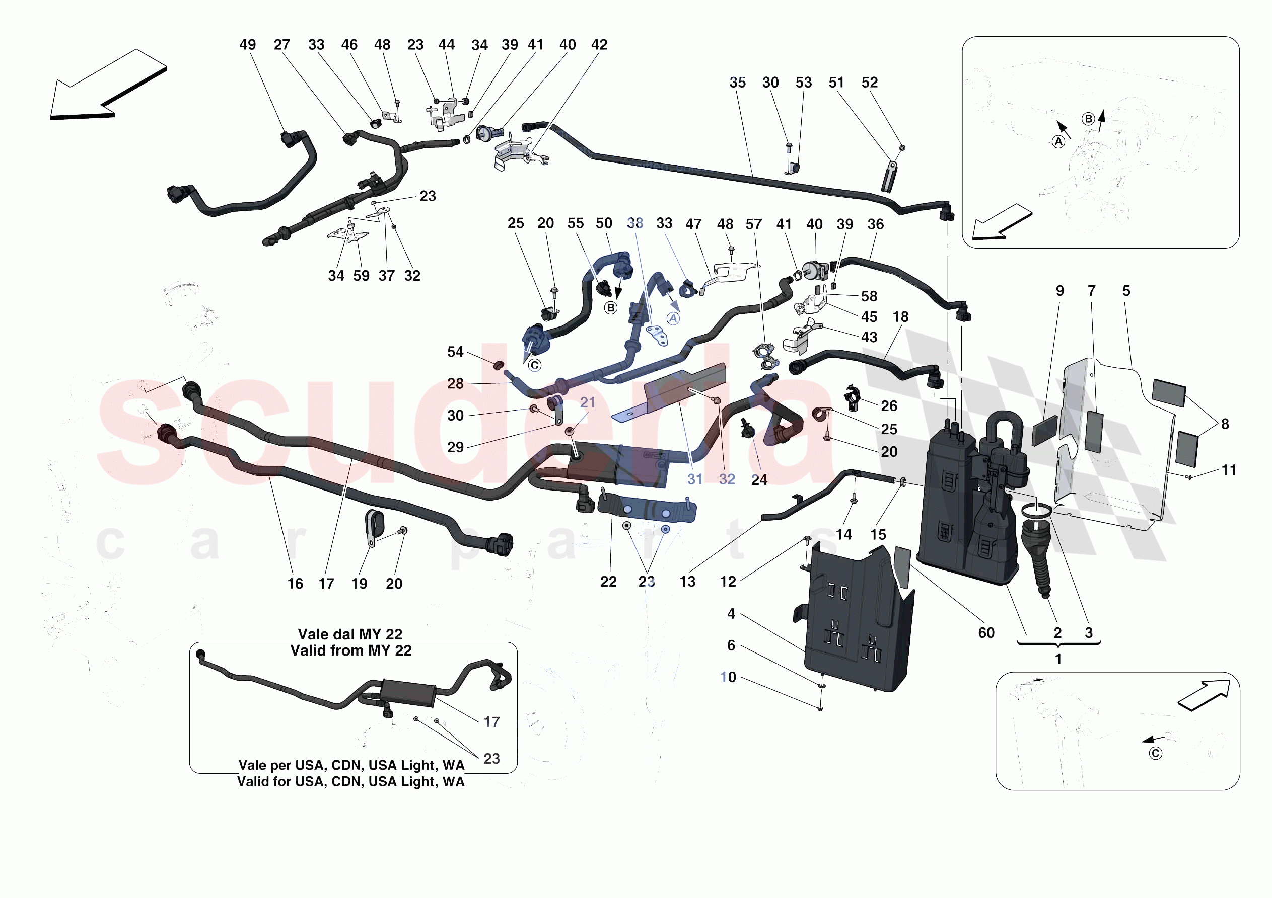 EVAPORATIVE EMISSIONS CONTROL SYSTEM of Ferrari Ferrari F8 Spider Europe RH