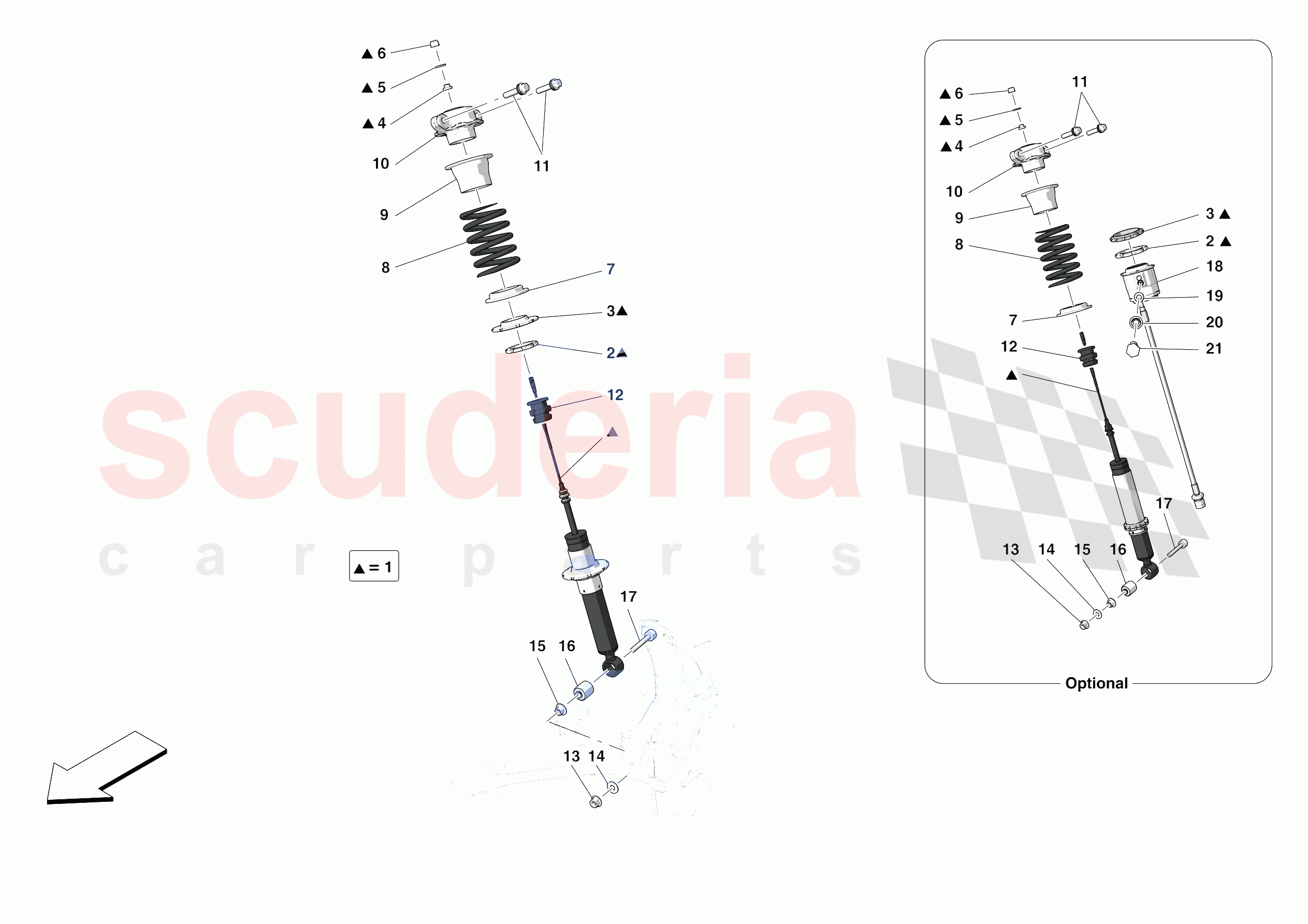 FRONT SUSPENSION - SHOCK ABSORBERS of Ferrari Ferrari F8 Spider Europe RH