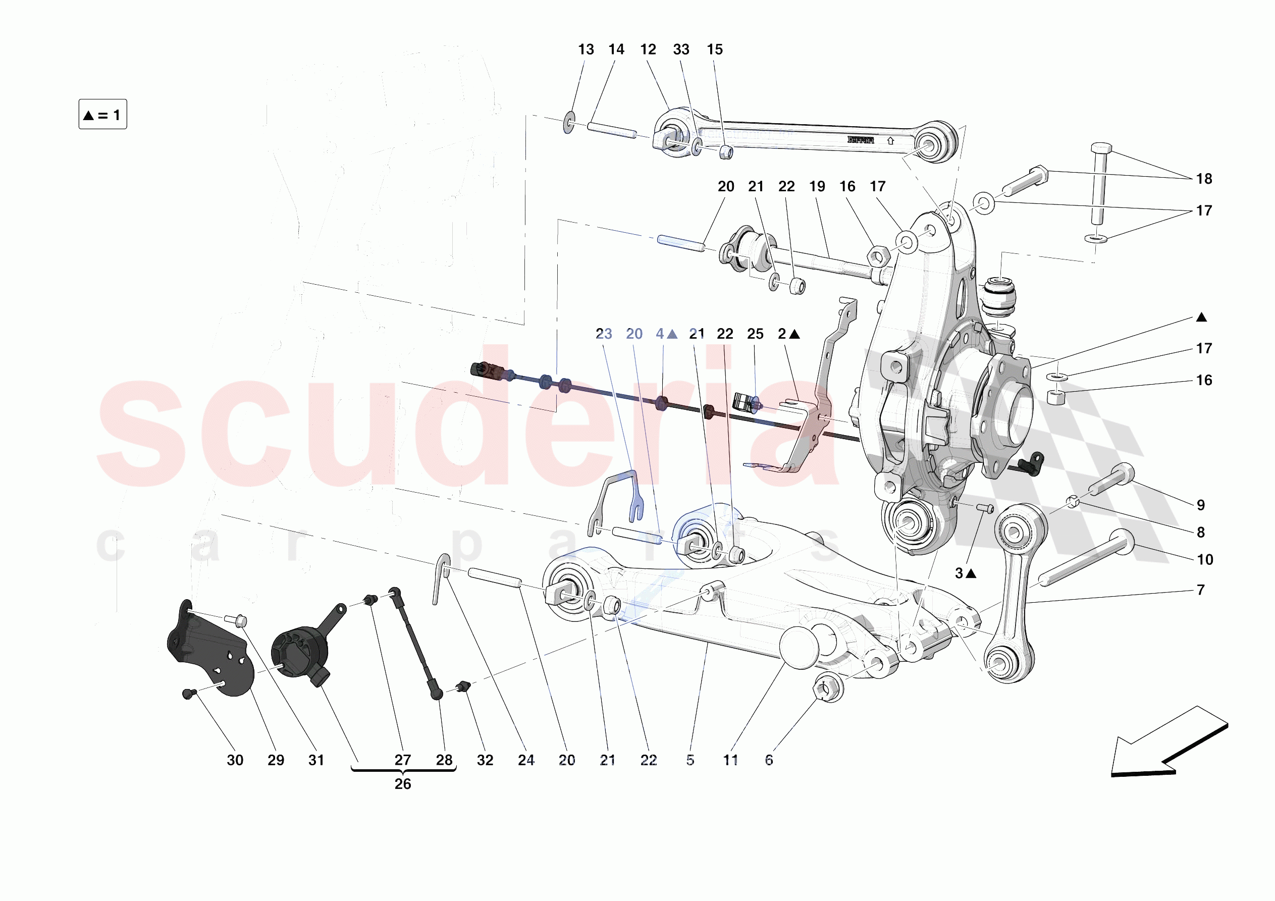 REAR SUSPENSION - ARMS of Ferrari Ferrari F8 Spider Europe RH
