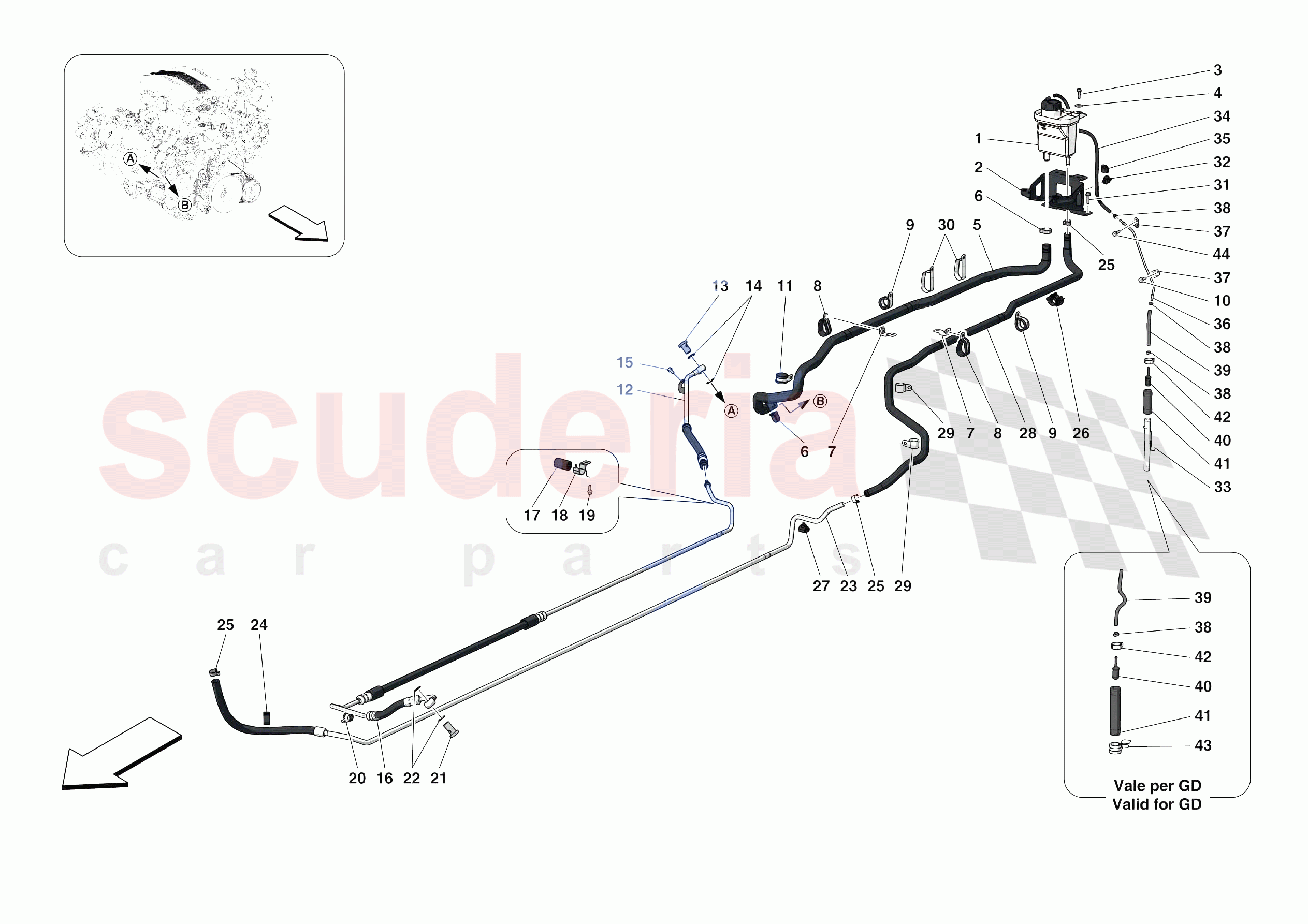 STEERING BOX PIPES of Ferrari Ferrari F8 Spider Europe RH