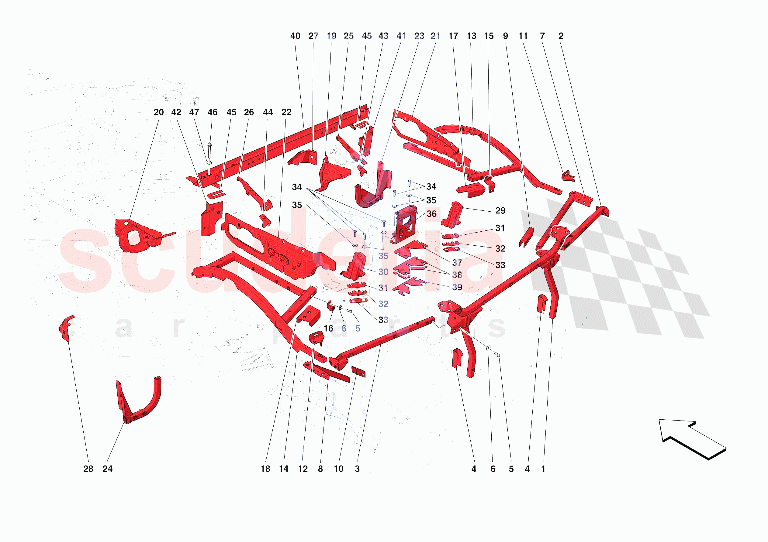 REAR SUBSTRUCTURE of Ferrari Ferrari F8 Spider Europe RH