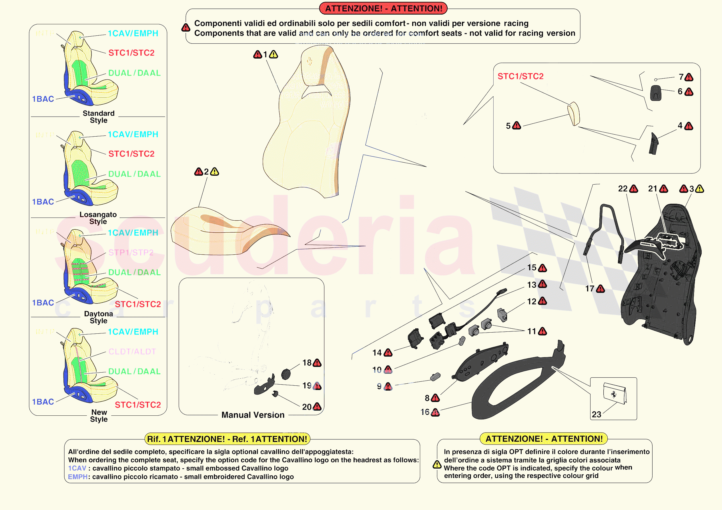 FRONT SEATS - SEAT TRIMS of Ferrari Ferrari F8 Spider Europe RH