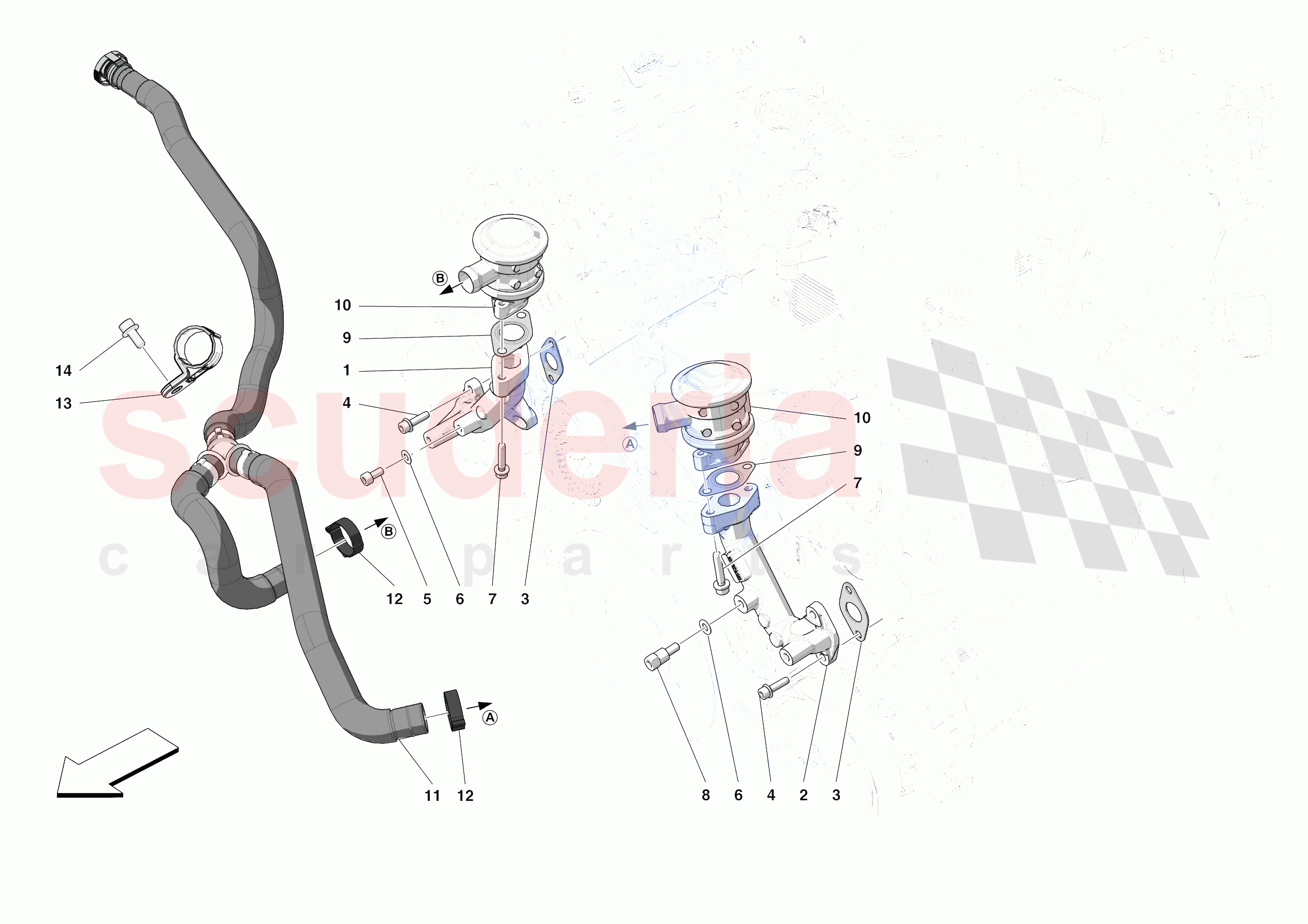 EMISSIONS CONTROL SYSTEM PIPES AND VALVES of Ferrari Ferrari F8 Spider USA