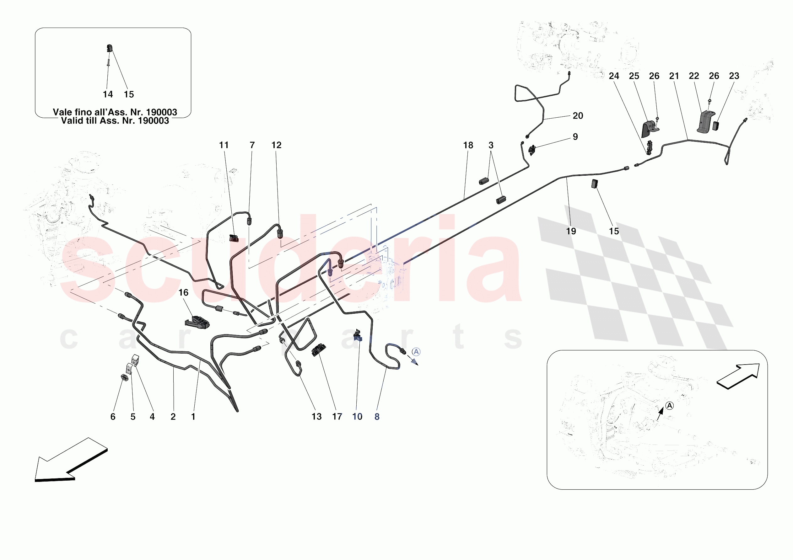 HYDRAULIC BRAKE CONTROL PIPES -APPLICABLE FOR RHD- of Ferrari Ferrari F8 Spider USA