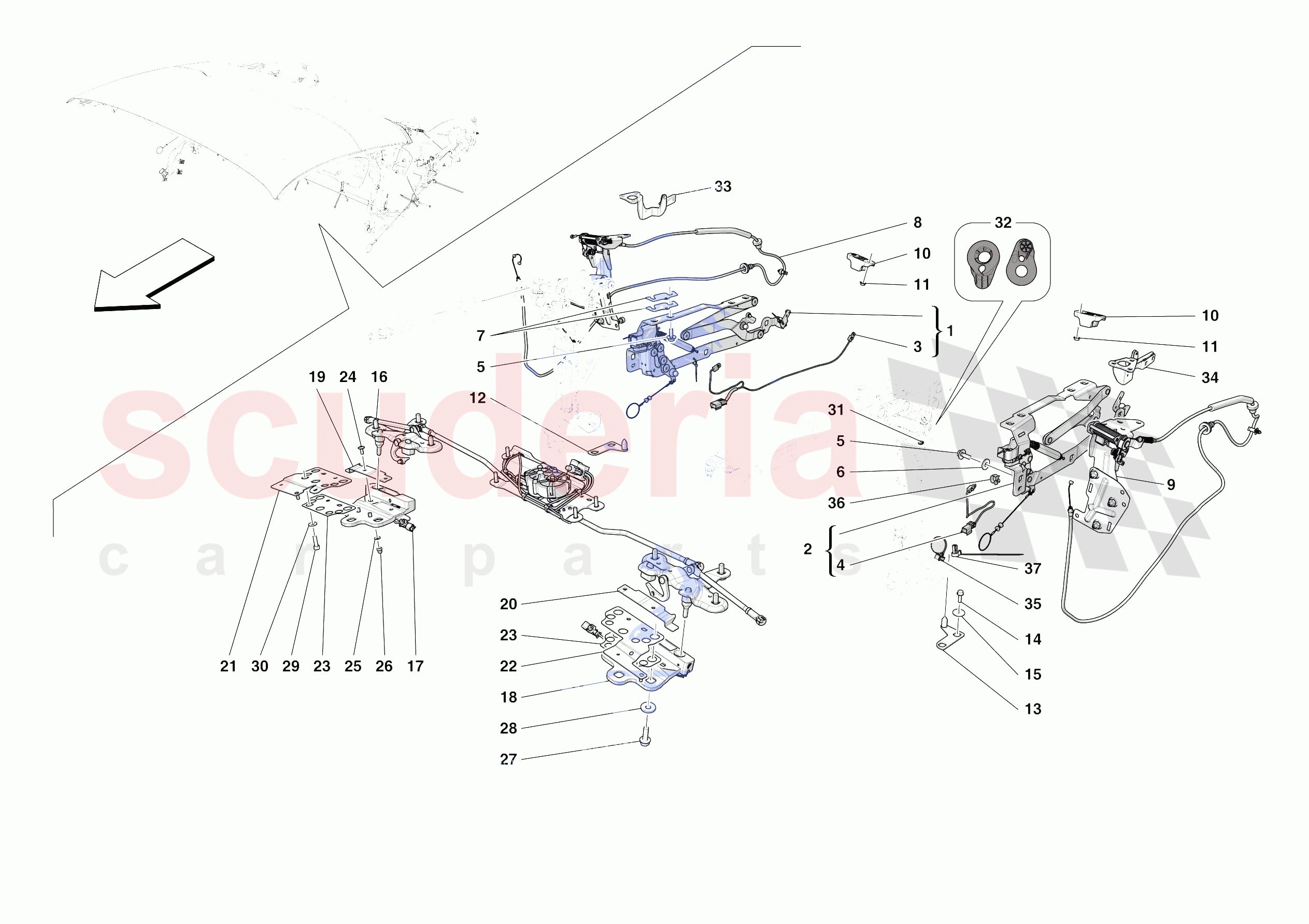 ROOF - KINEMATICS of Ferrari Ferrari F8 Spider USA
