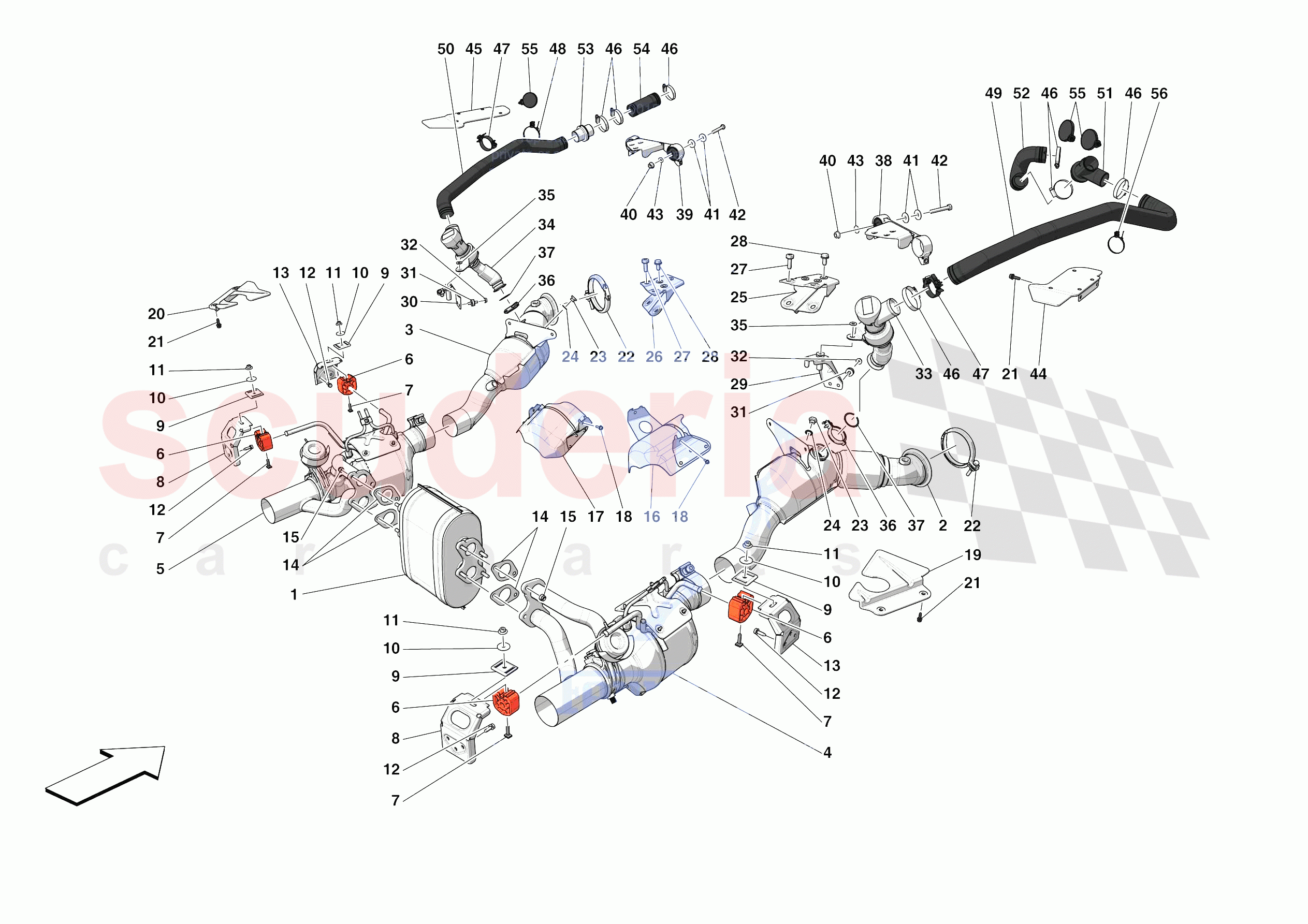 EXHAUST SYSTEM - FRONT SECTION of Ferrari Ferrari F8 Tributo Europe