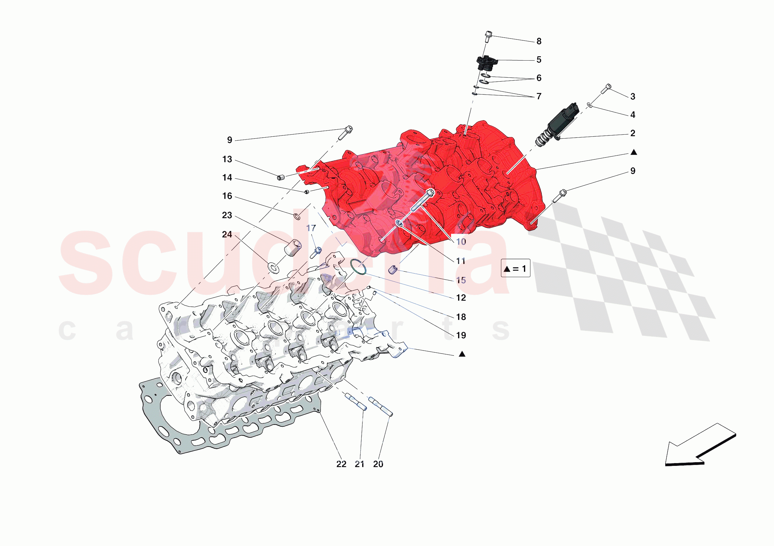 CYLINDER HEADS - LH HEAD of Ferrari Ferrari F8 Tributo Europe RH