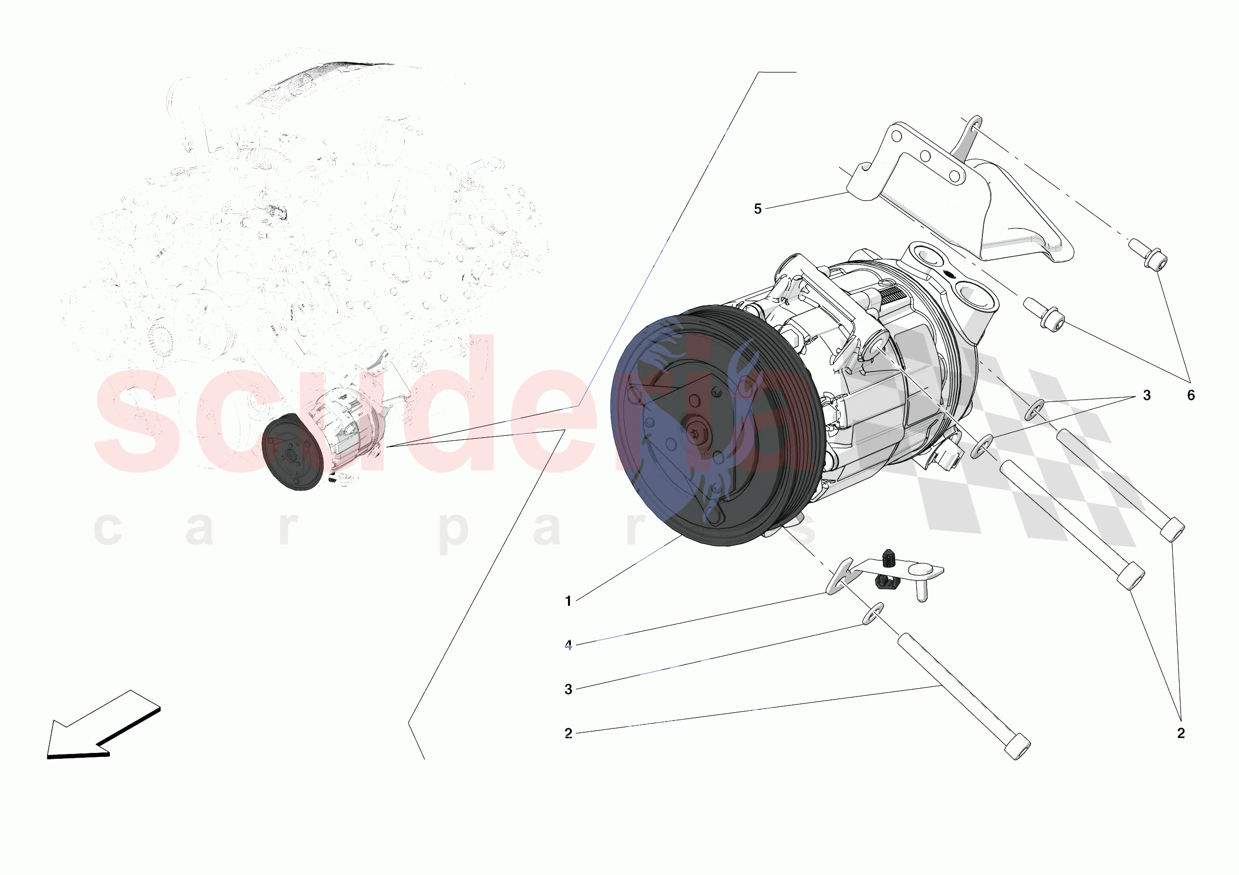 A/C COMPRESSOR of Ferrari Ferrari F8 Tributo Europe RH