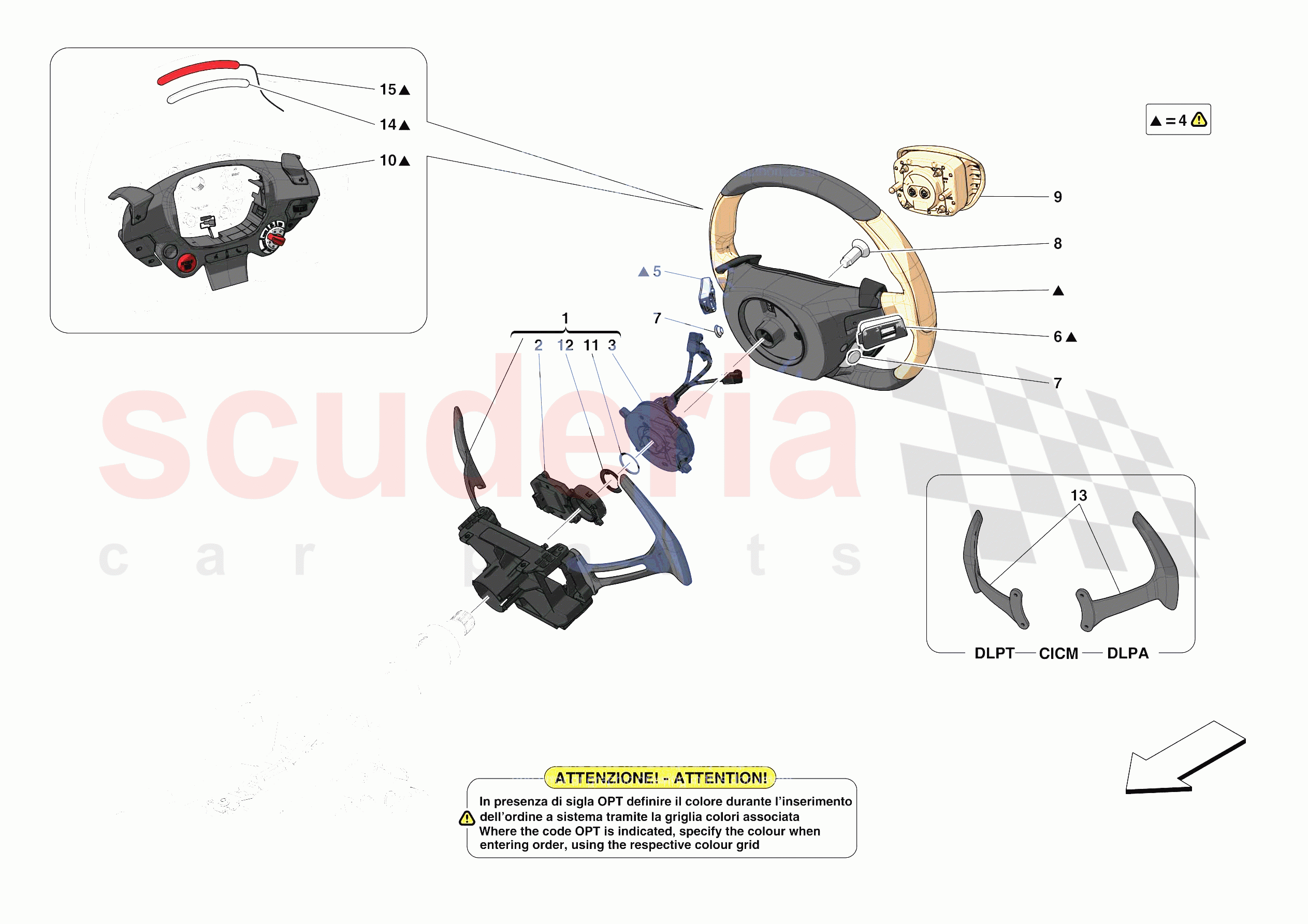 STEERING WHEEL AND STEERING SYSTEM - STEERING WHEEL AND AIRBAG of Ferrari Ferrari F8 Tributo Europe RH