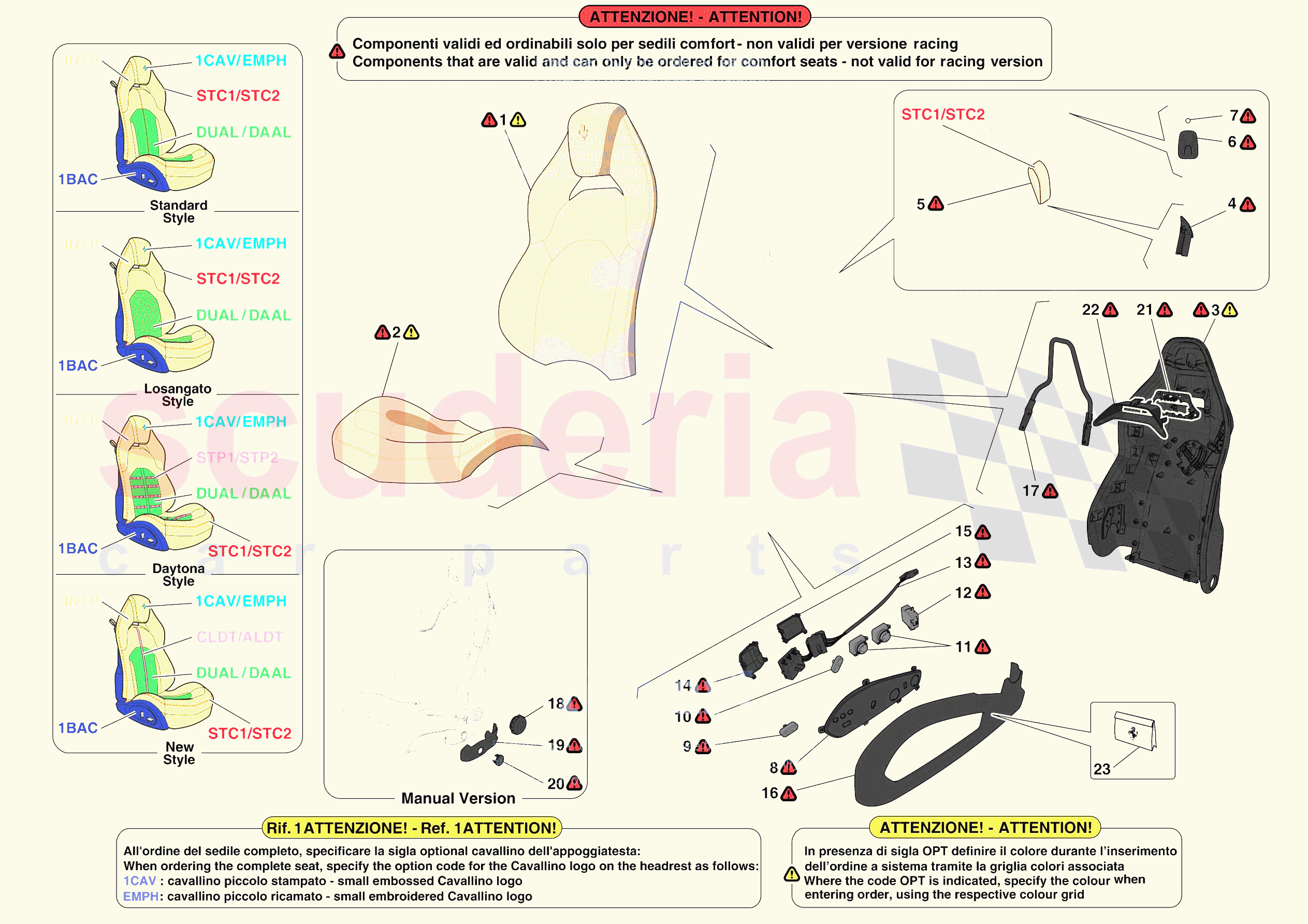 FRONT SEATS - SEAT TRIM of Ferrari Ferrari F8 Tributo Europe RH