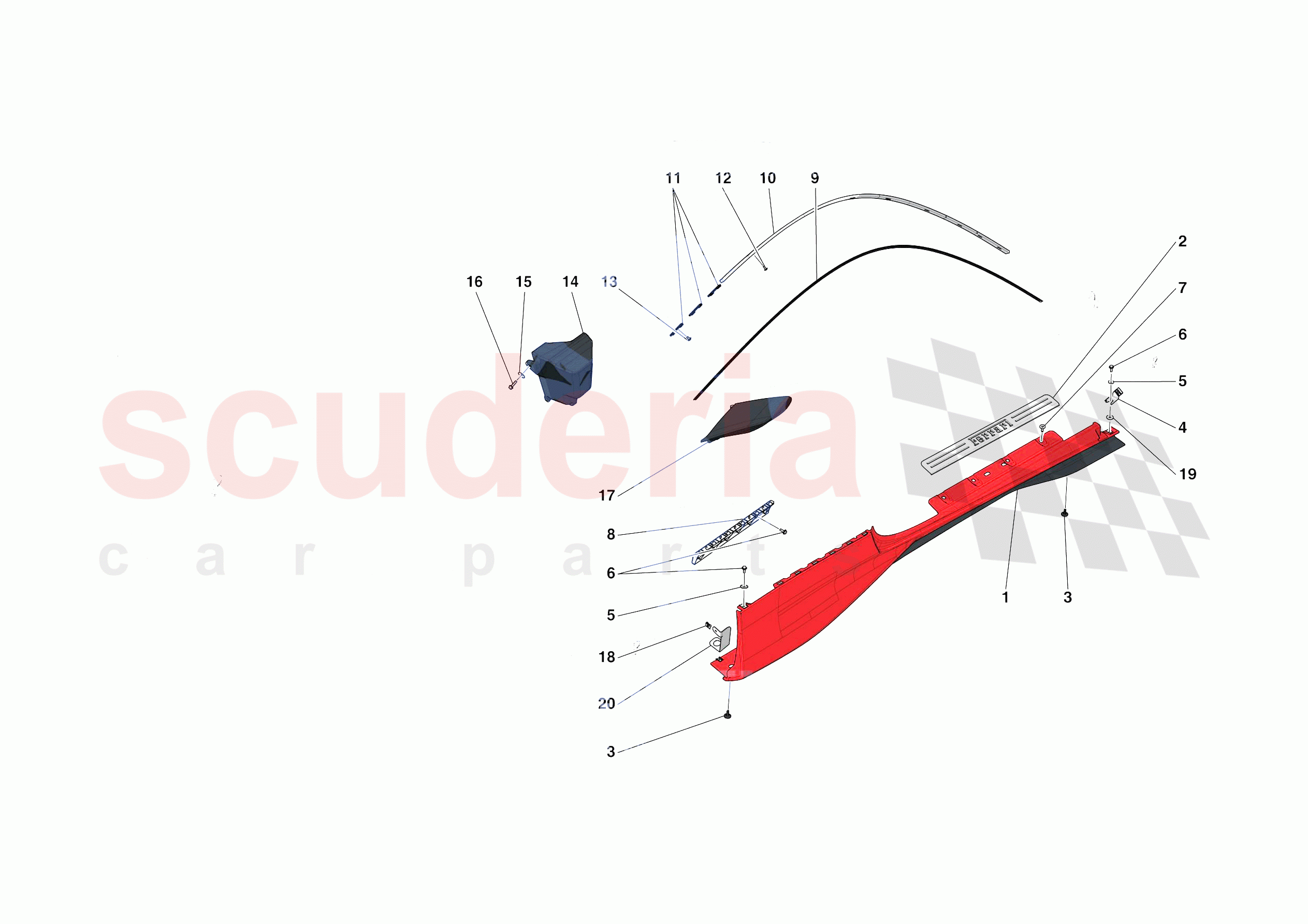 EXTERNAL LATERAL TRIM of Ferrari Ferrari F8 Tributo Europe RH