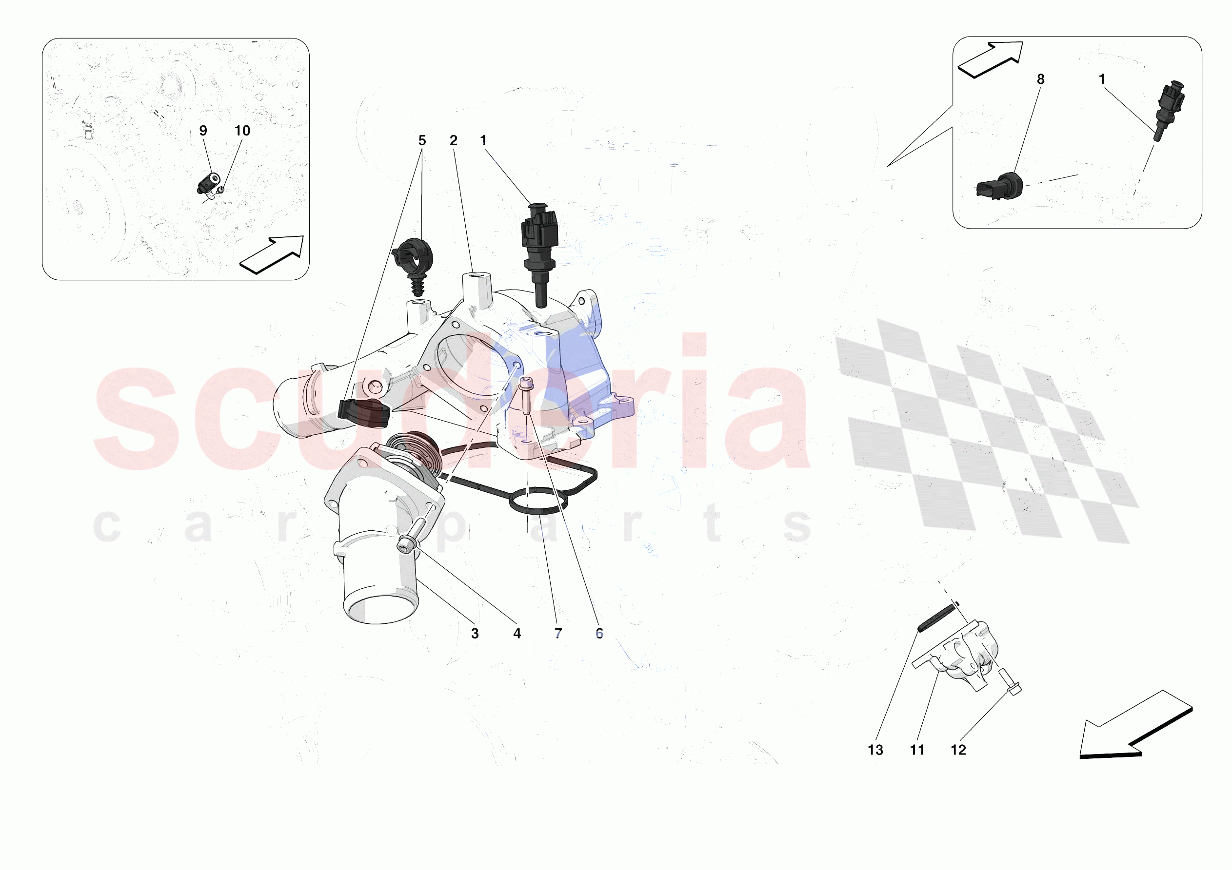 ENGINE TEMPERATURE AND PRESSURE REGULATORS of Ferrari Ferrari F8 Tributo USA