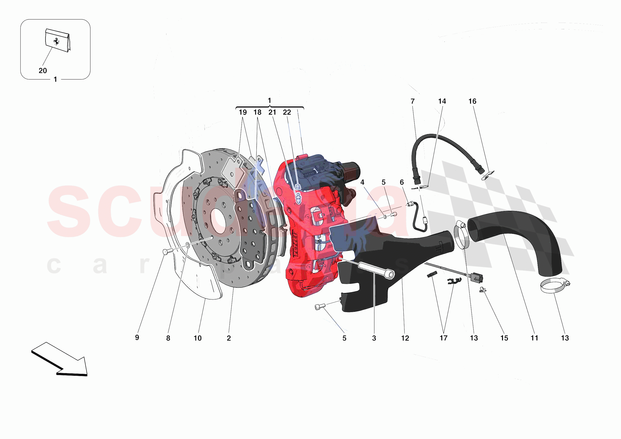 REAR SUSPENSION - CALLIPERS AND DISCS of Ferrari Ferrari F8 Tributo USA