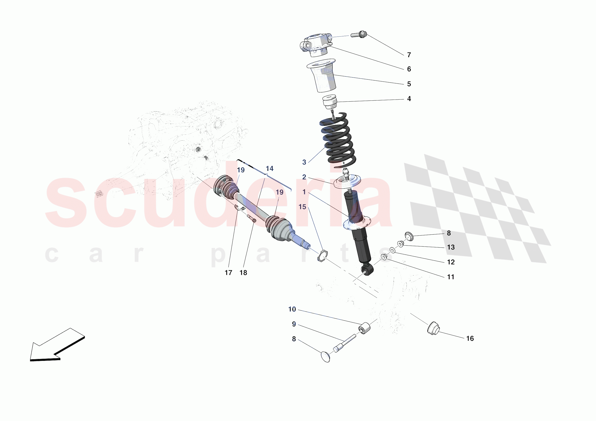 REAR SUSPENSION - SHOCK ABSORBERS of Ferrari Ferrari Monza SPA1 Europe
