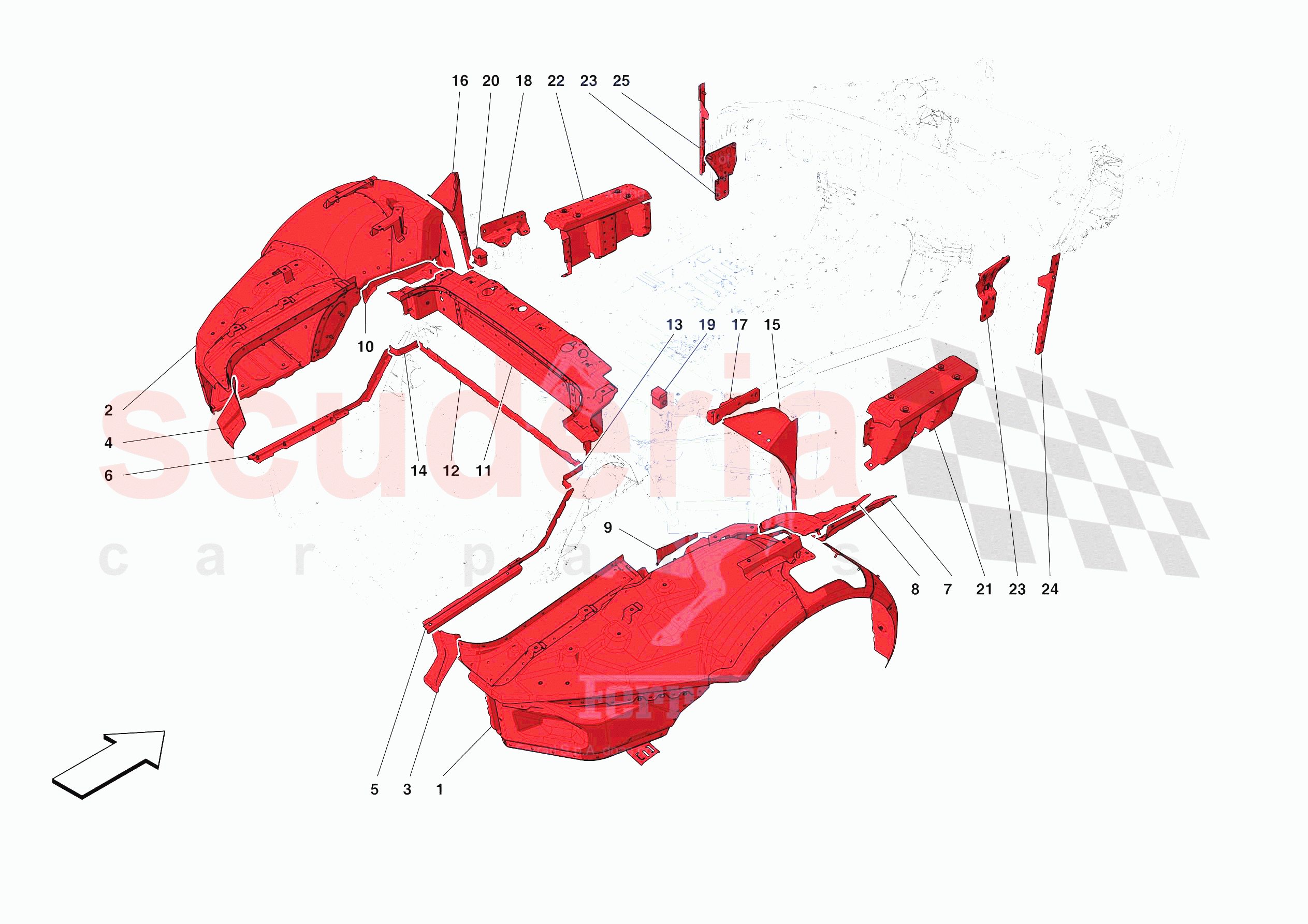 LATERAL SUBSTRUCTURE of Ferrari Ferrari Monza SPA1 Europe