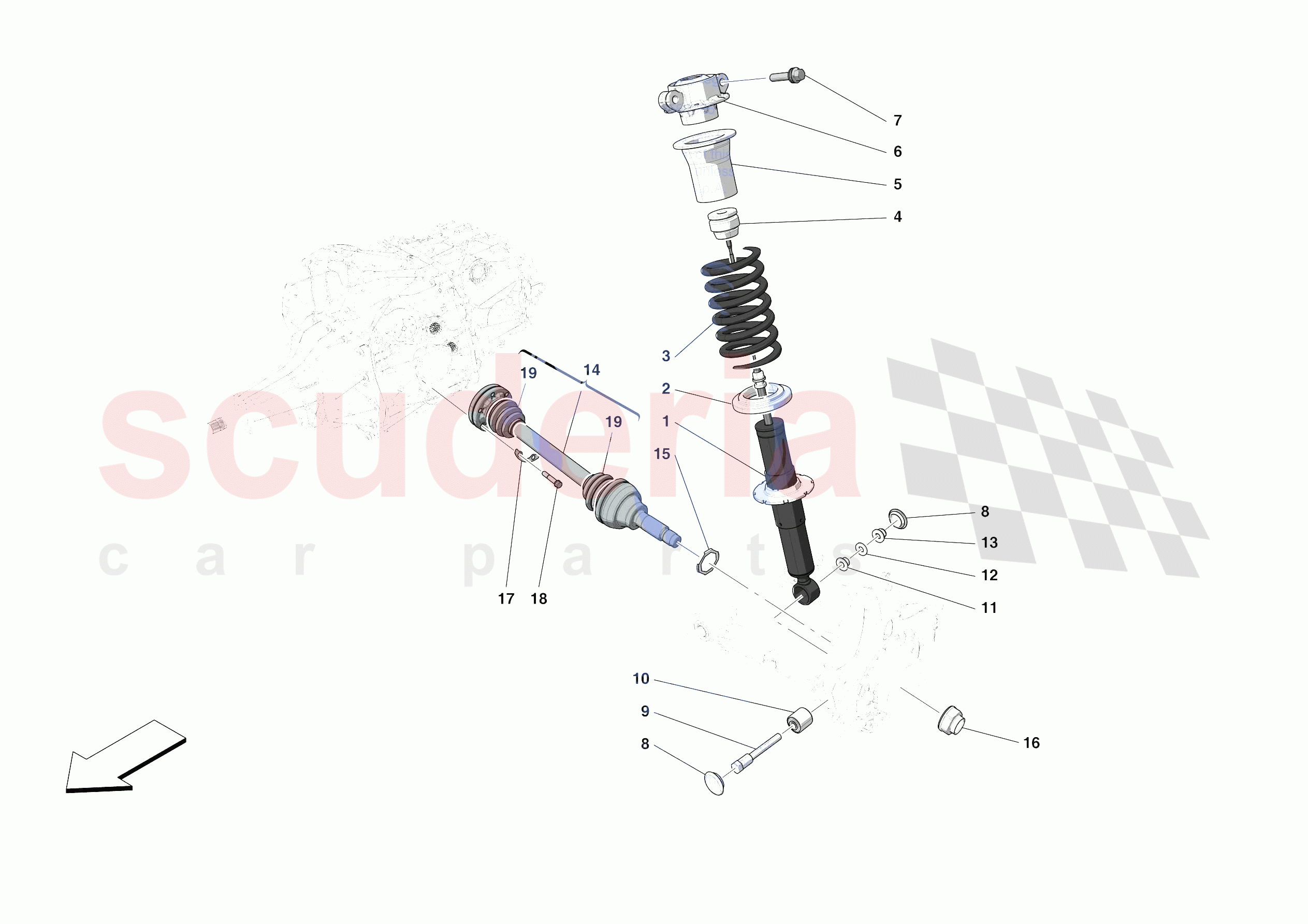REAR SUSPENSION - SHOCK ABSORBERS of Ferrari Ferrari Monza SPA2 Europe