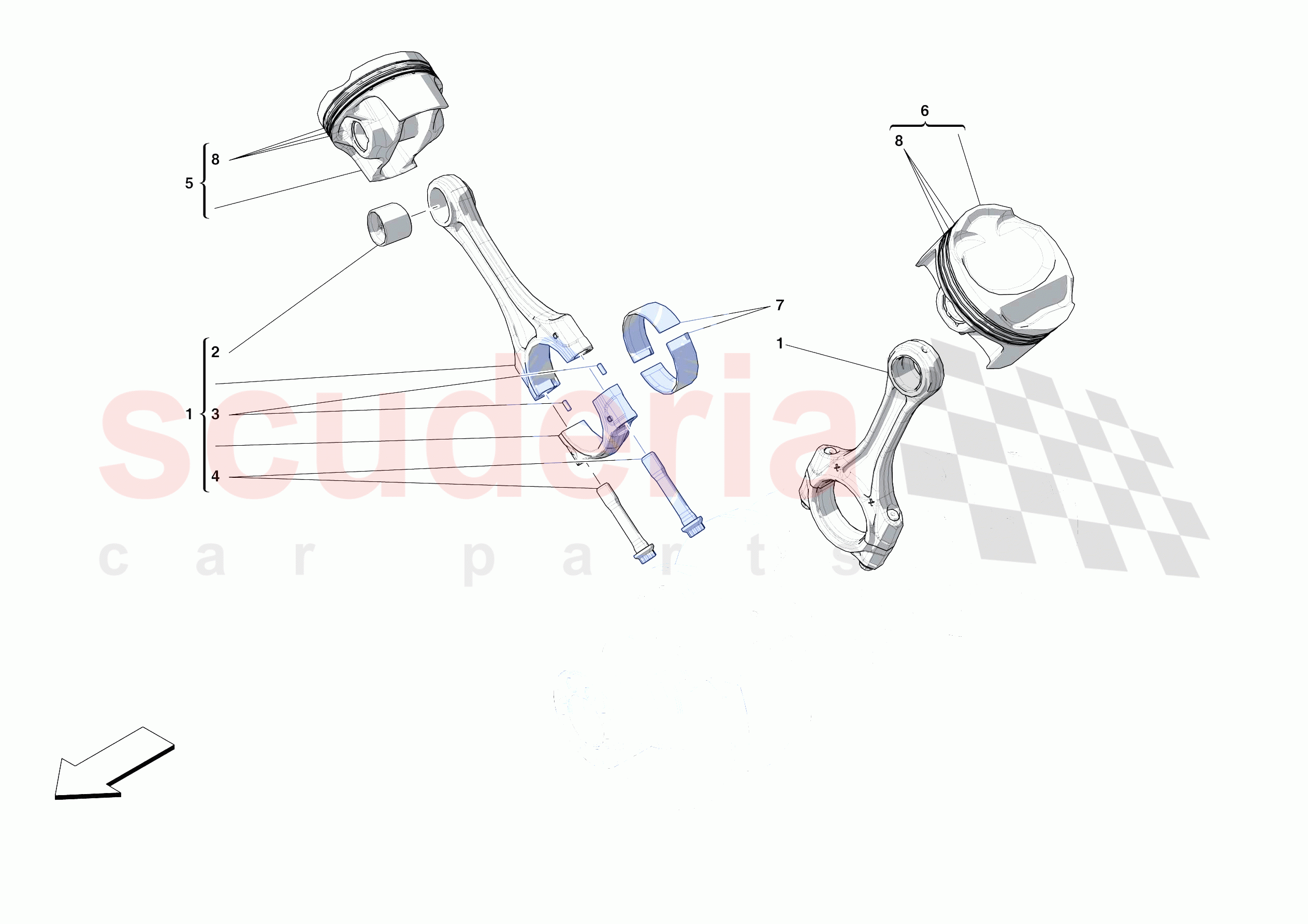 CONNECTING RODS AND PISTONS of Ferrari Ferrari Portofino Europe
