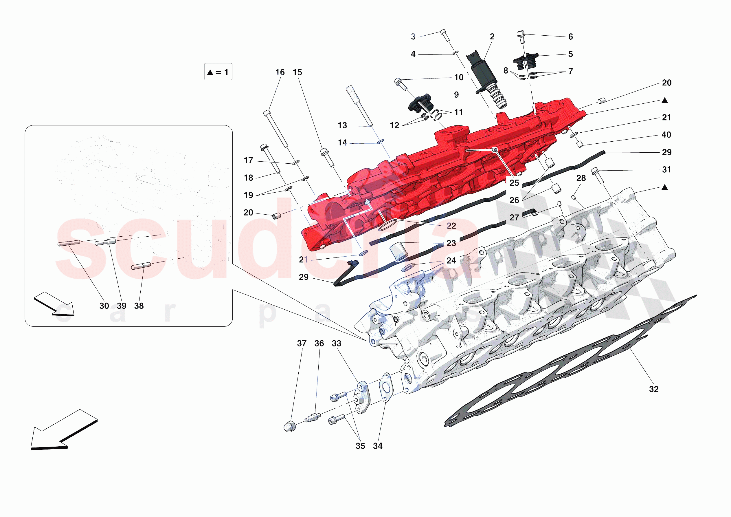 CYLINDER HEADS - RH CYLINDER HEAD of Ferrari Ferrari Portofino Europe