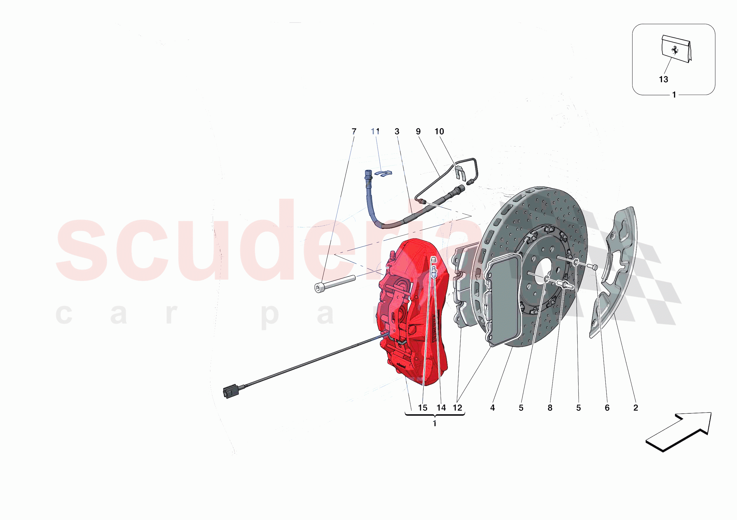 FRONT SUSPENSION - CALLIPERS AND DISCS of Ferrari Ferrari Portofino Europe