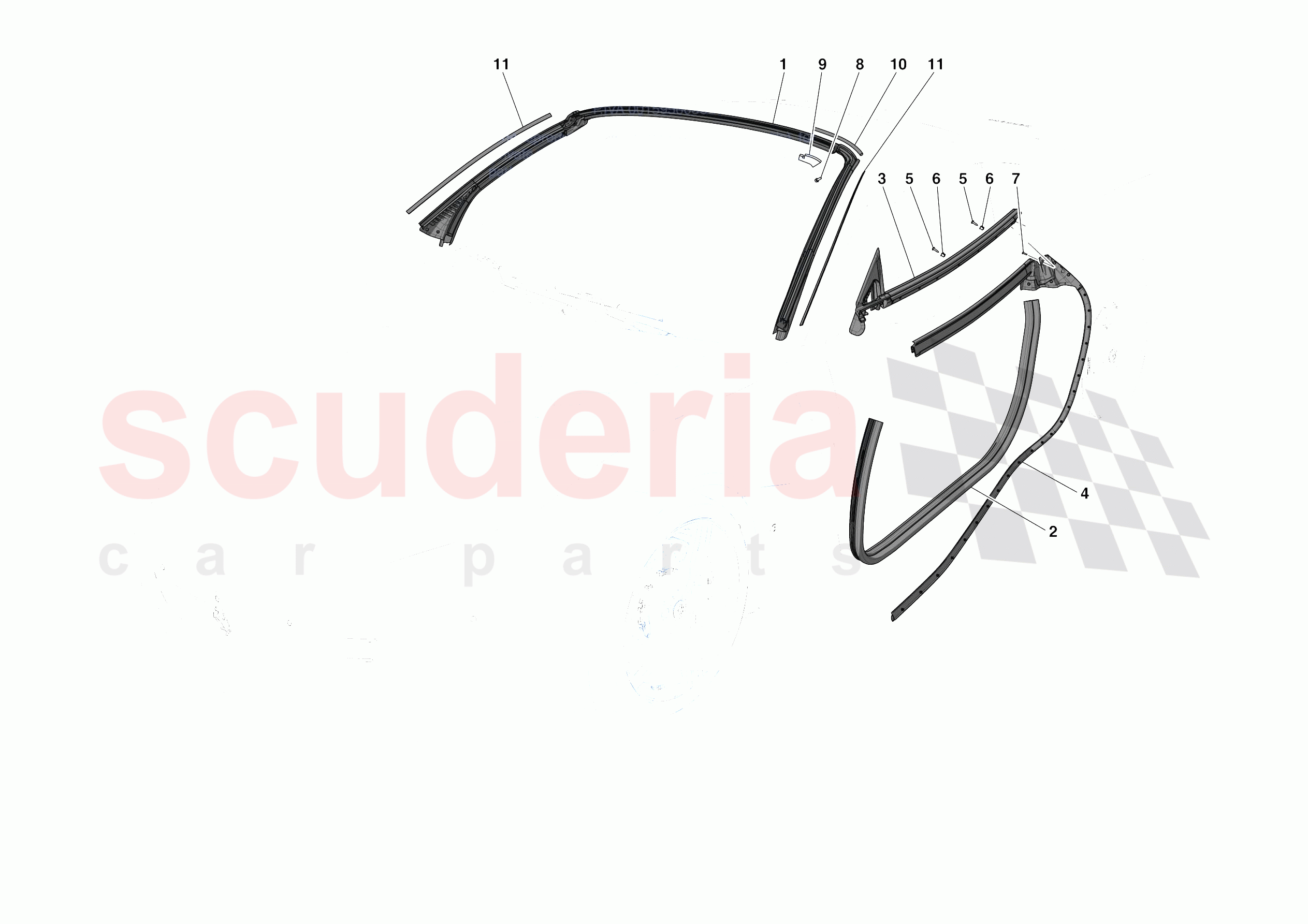 DOOR SEALS of Ferrari Ferrari Portofino Europe