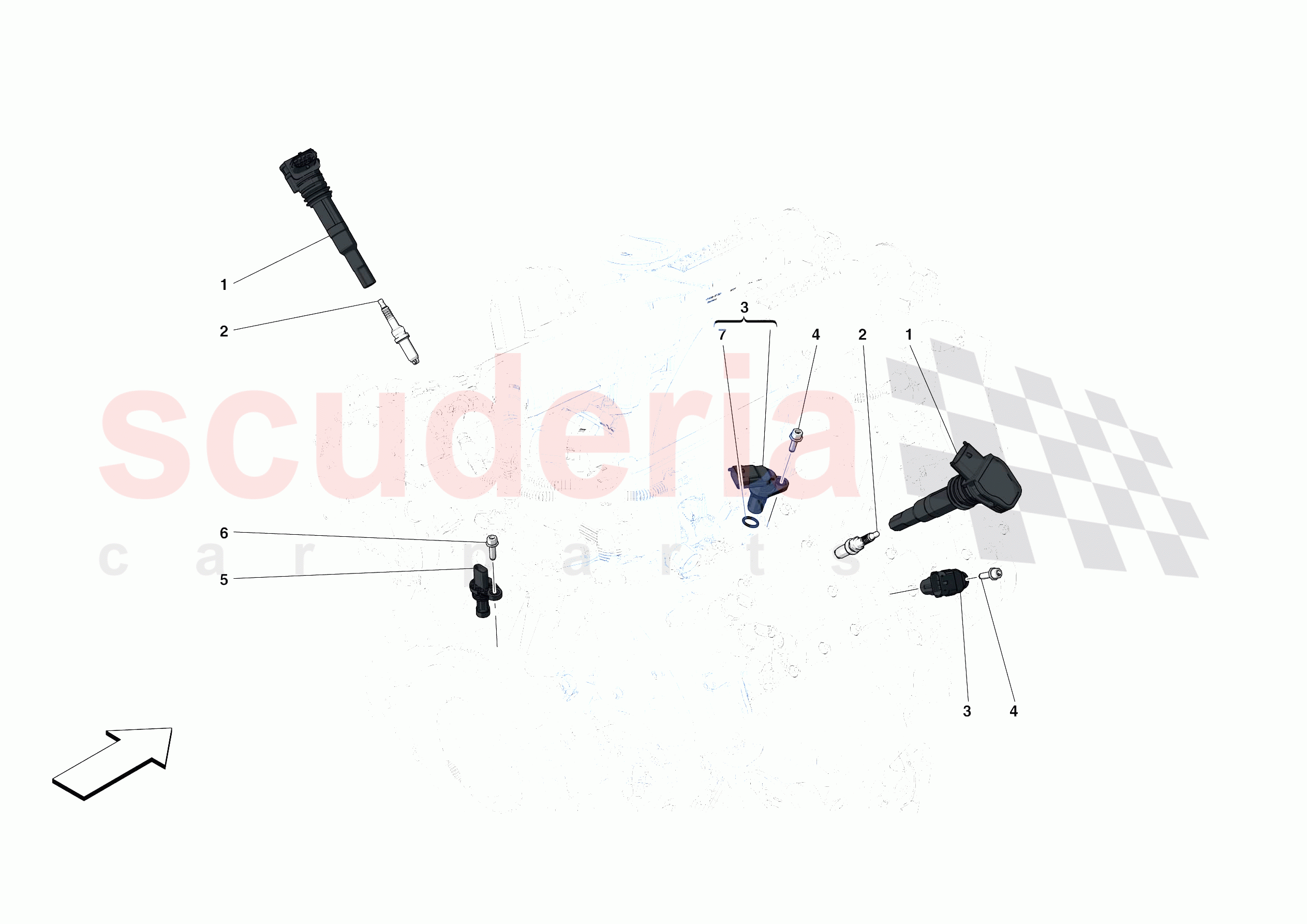 IGNITION COIL, SPARK PLUGS AND SENSORS of Ferrari Ferrari Portofino Europe RH