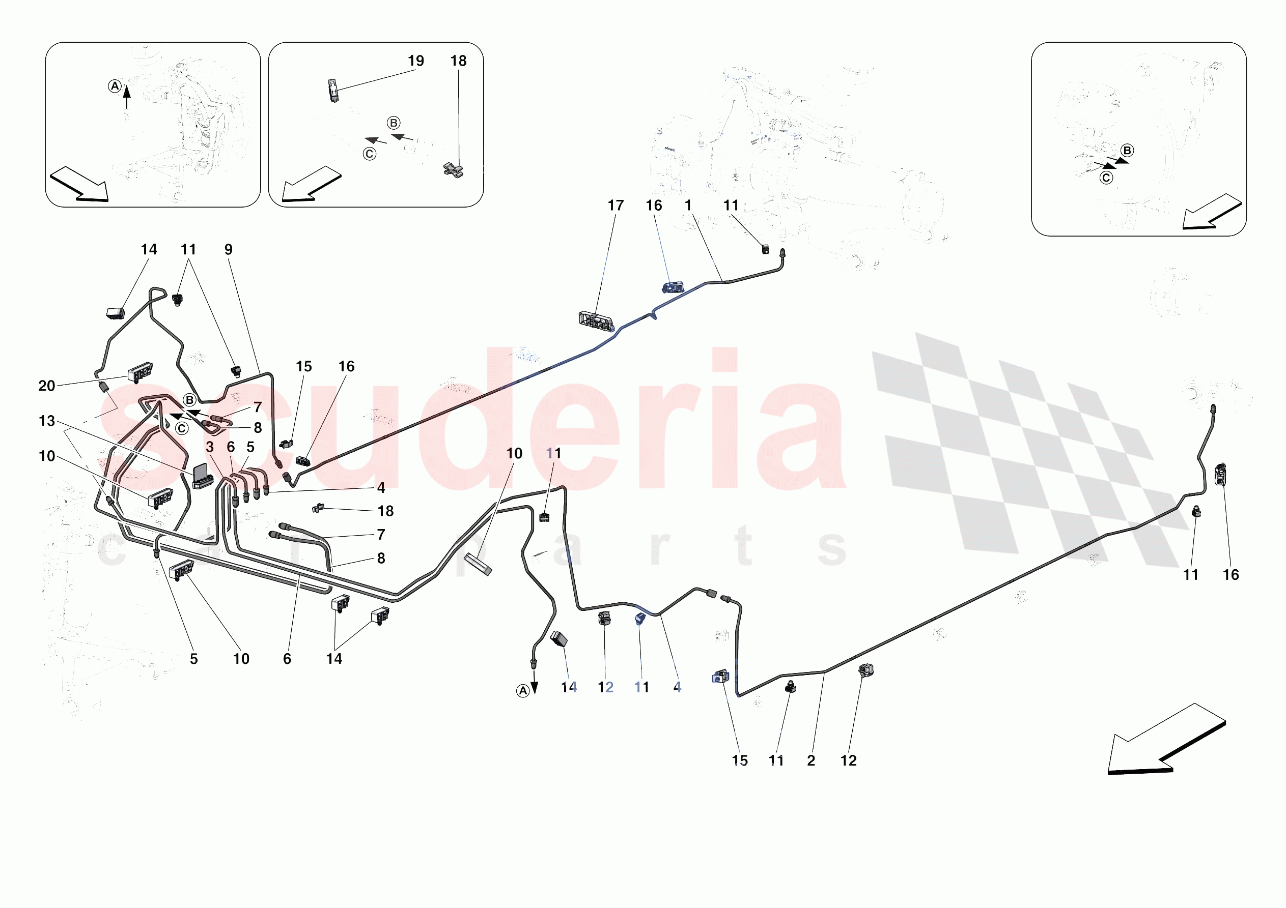 HYDRAULIC BRAKE CONTROL PIPES -APPLICABLE FOR RHD- of Ferrari Ferrari Portofino M Europe RH