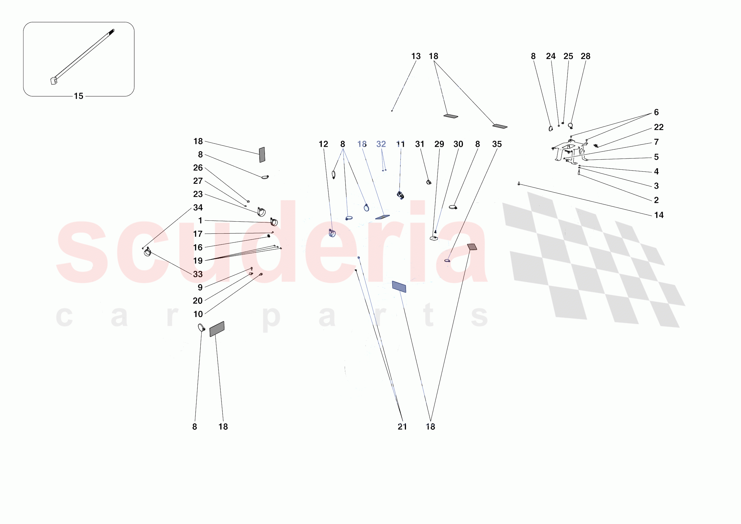 VARIOUS FASTENINGS FOR THE ELECTRICAL SYSTEM of Ferrari Ferrari Portofino M Europe RH